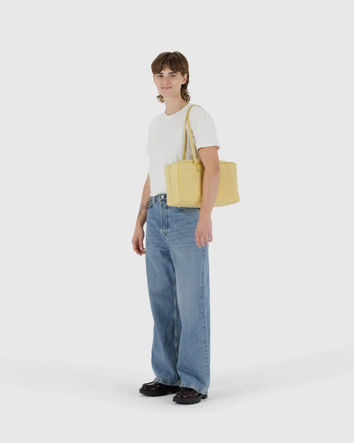 Butter Medium Nylon Bowler Bag
