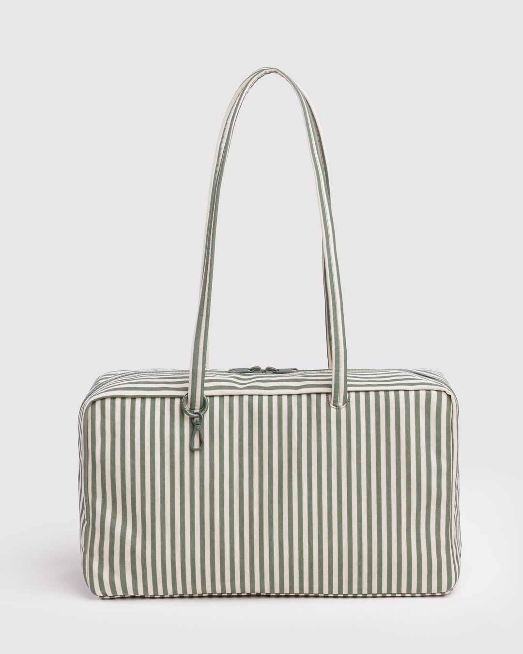 Sage Stripe Medium Nylon Bowler Bag