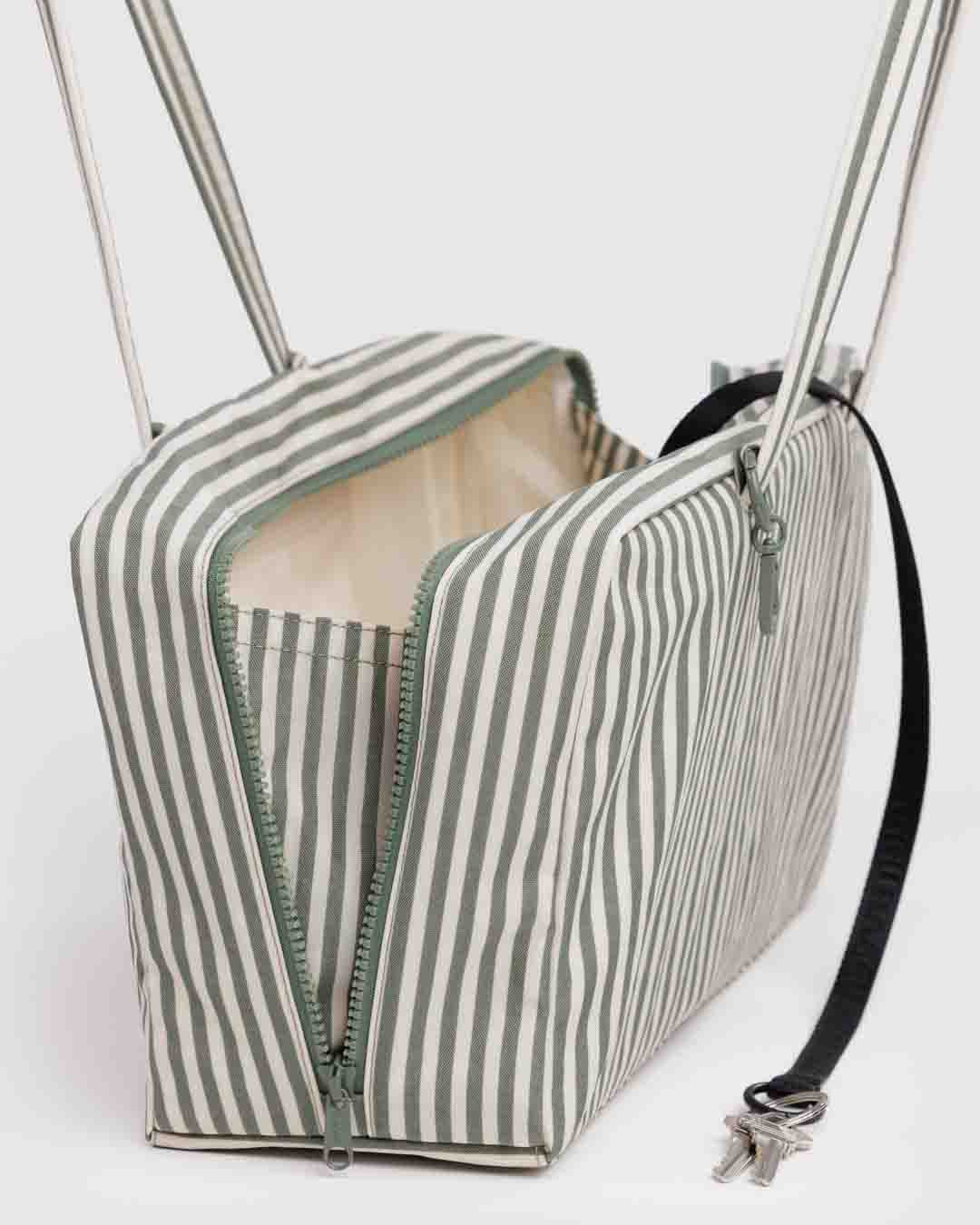 Sage Stripe Medium Nylon Bowler Bag