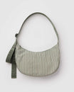 Sage Stripe Medium Nylon Crescent Bag | BAGGU | Medium Nylon Crescent Bag