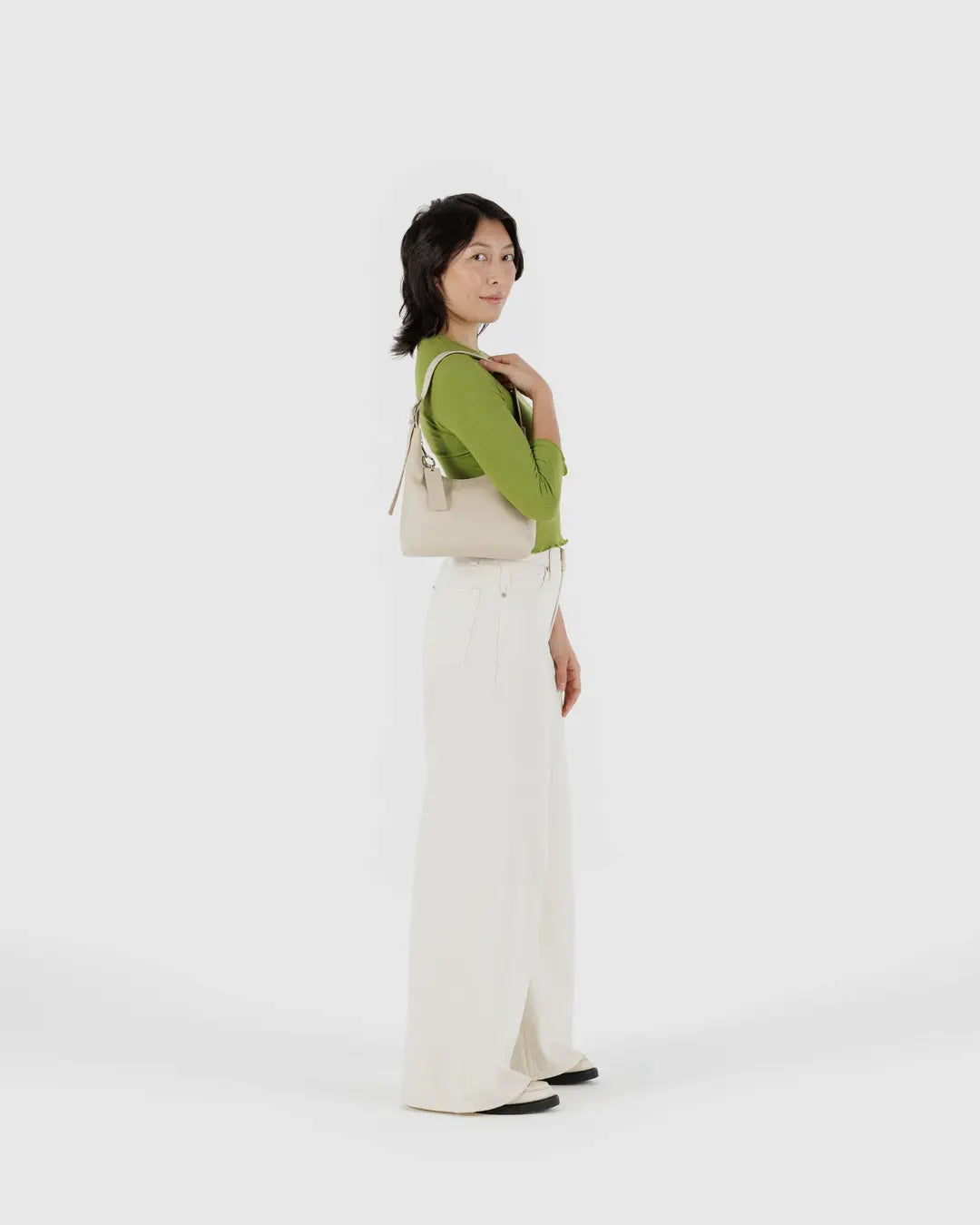 Stone mini recycled leather shoulder bag | BAGGU | Shoulder + Crossbody Bag