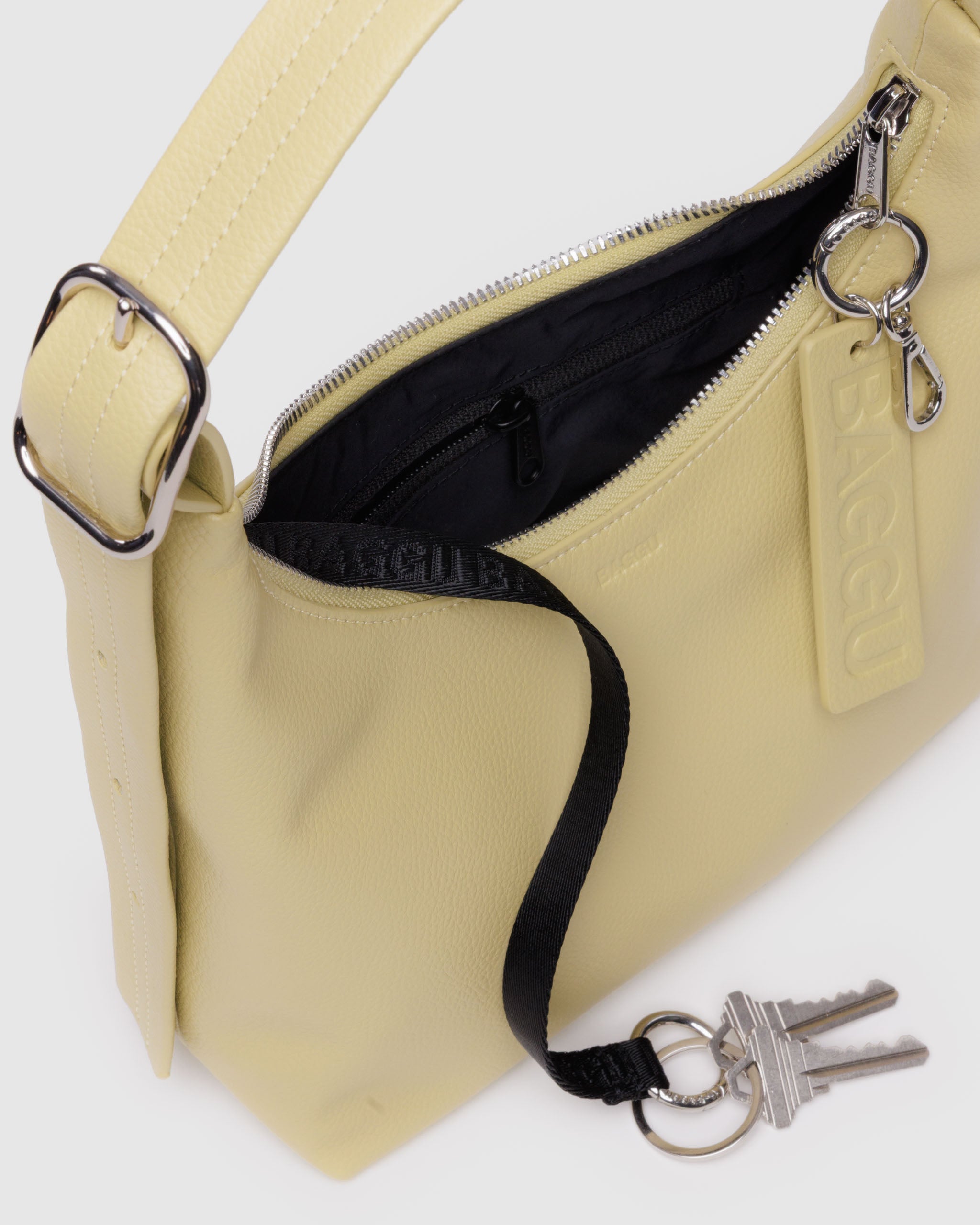 Straw Mini Recycled Leather Shoulder Bag | BAGGU | Shoulder + Crossbody Bag