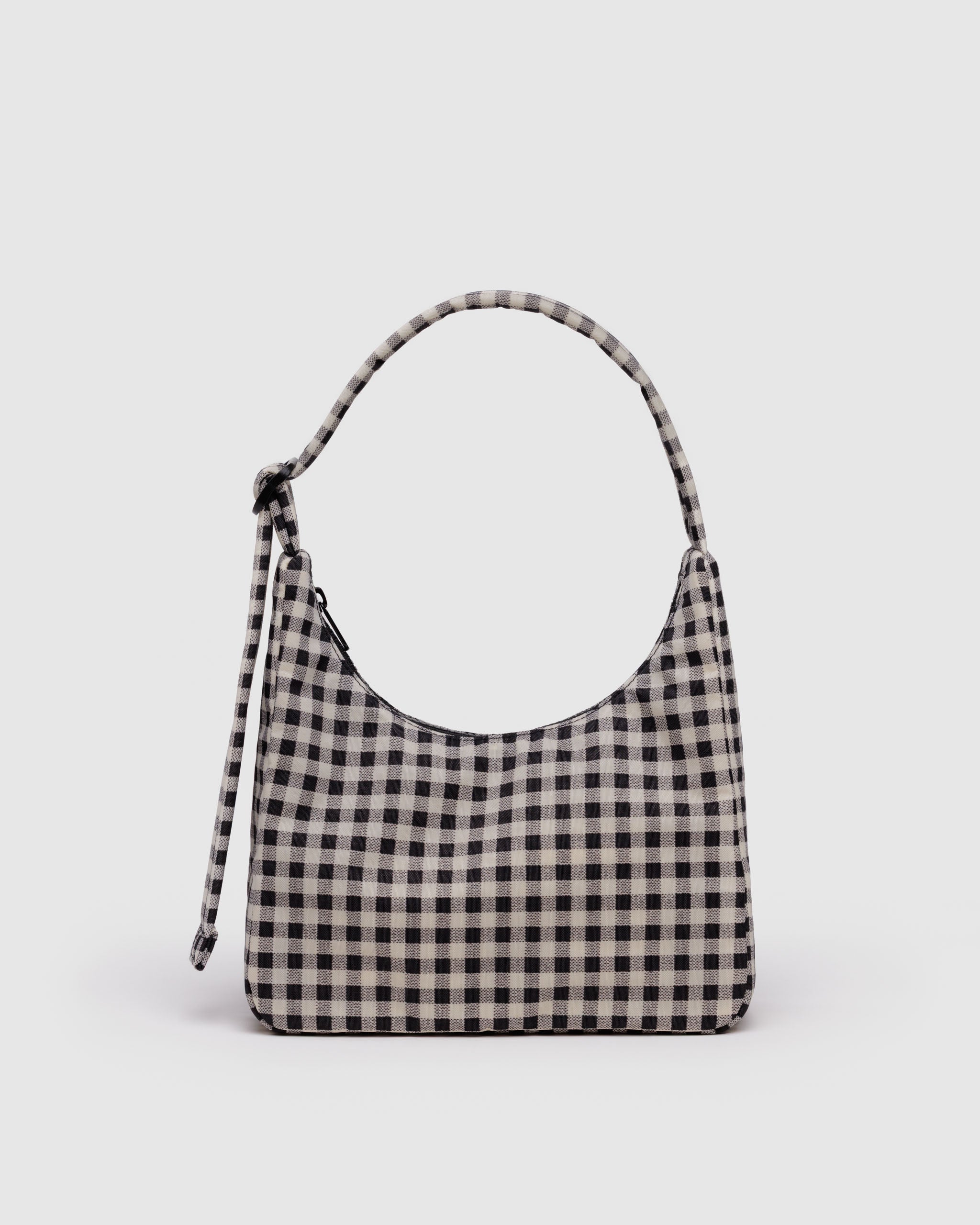 Black & White Gingham Mini Nylon Shoulder Bag