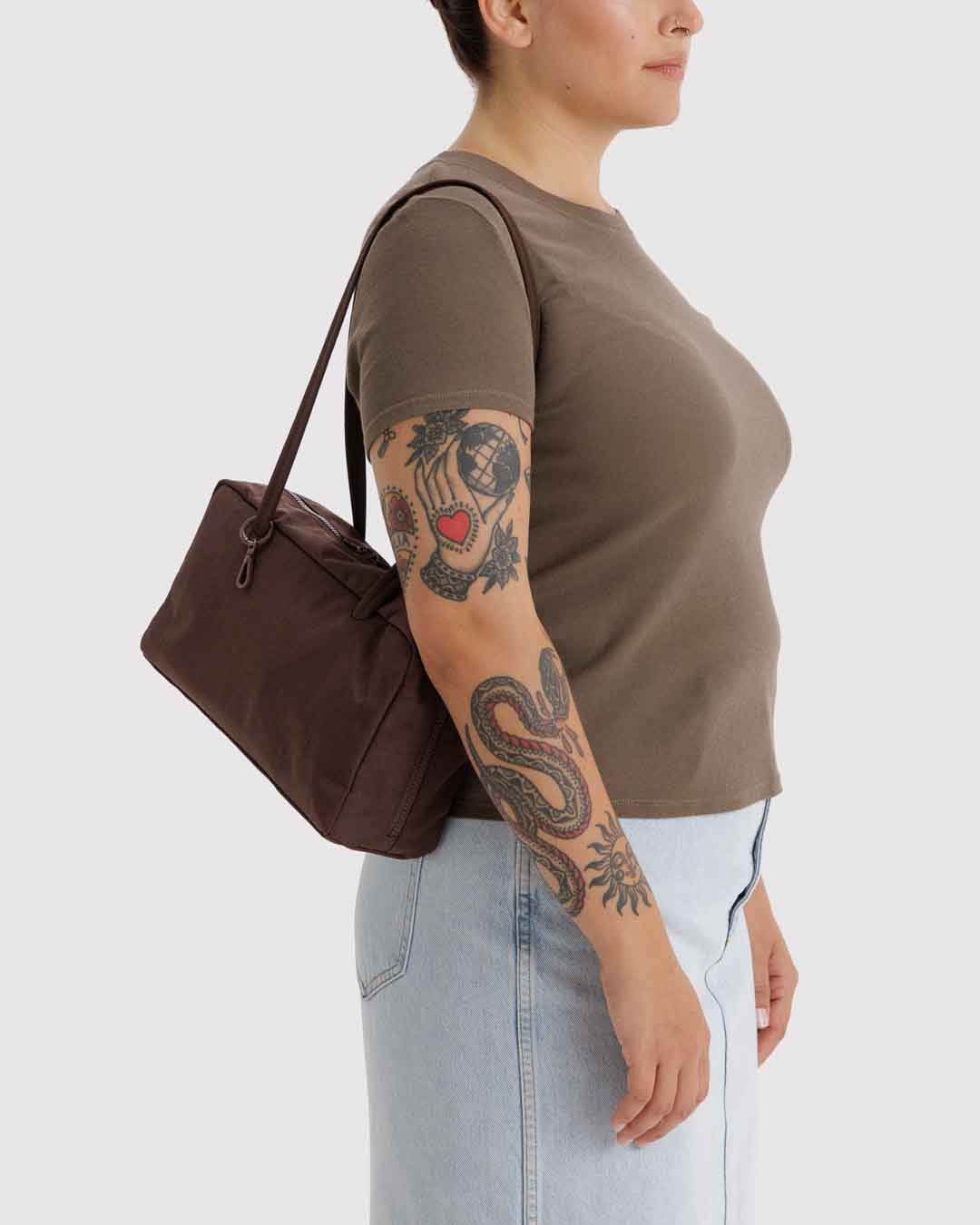 Coffee Nylon Bowler Bag
