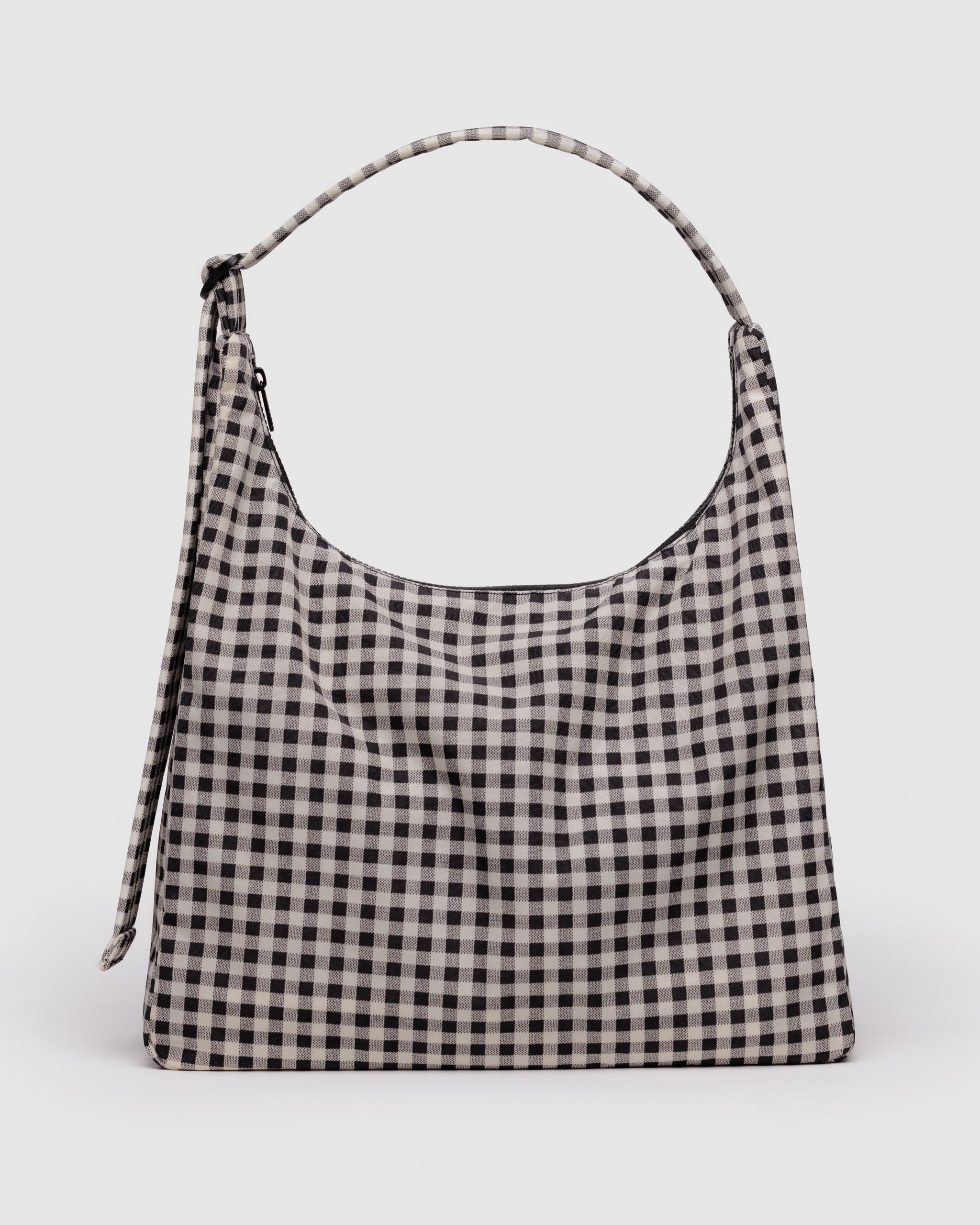 Black & White Gingham Nylon Shoulder Bag | BAGGU | Shoulder Bag
