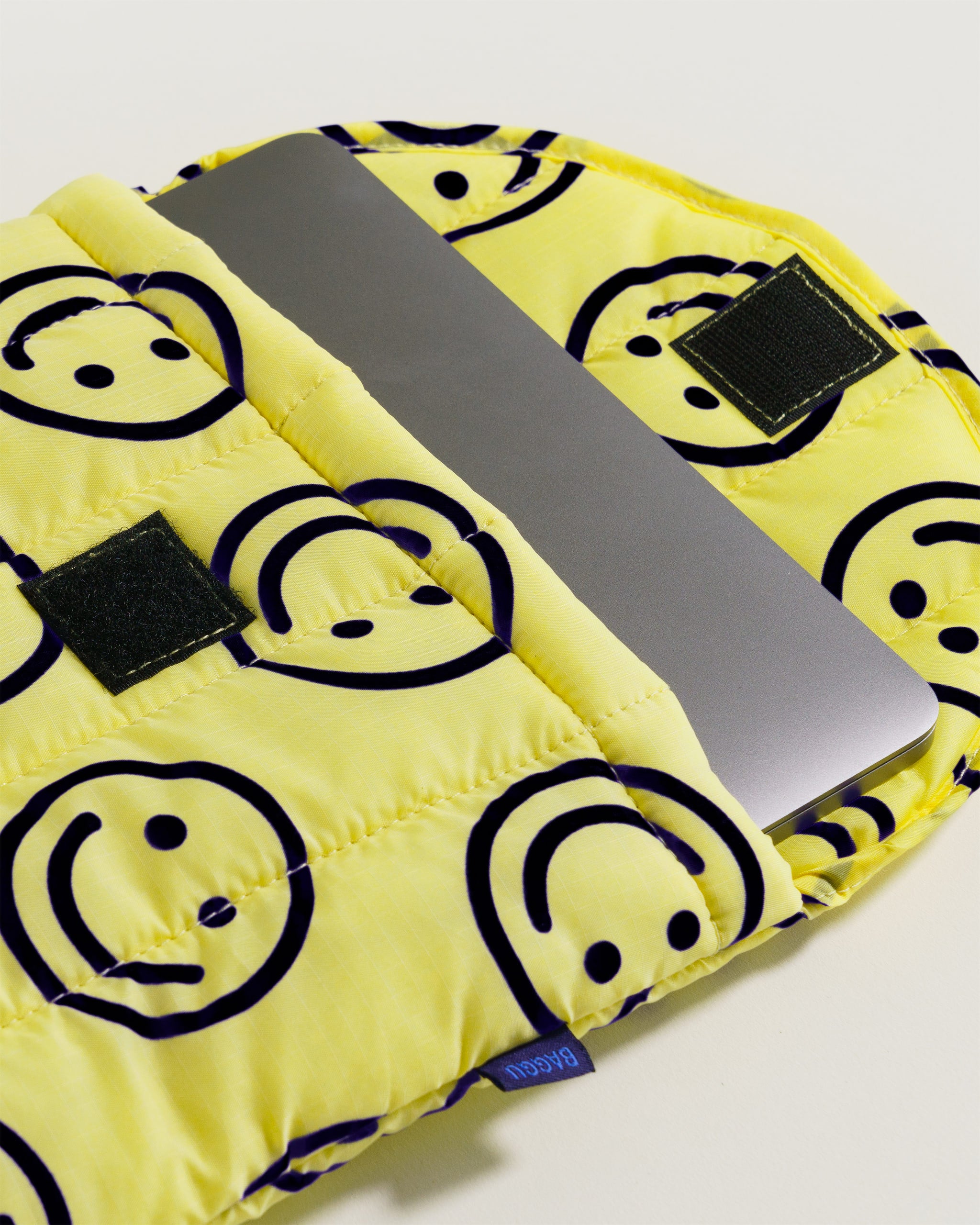 Yellow Happy 13/14" Puffy Laptop Sleeve | BAGGU | Laptop + Tablet Sleeves