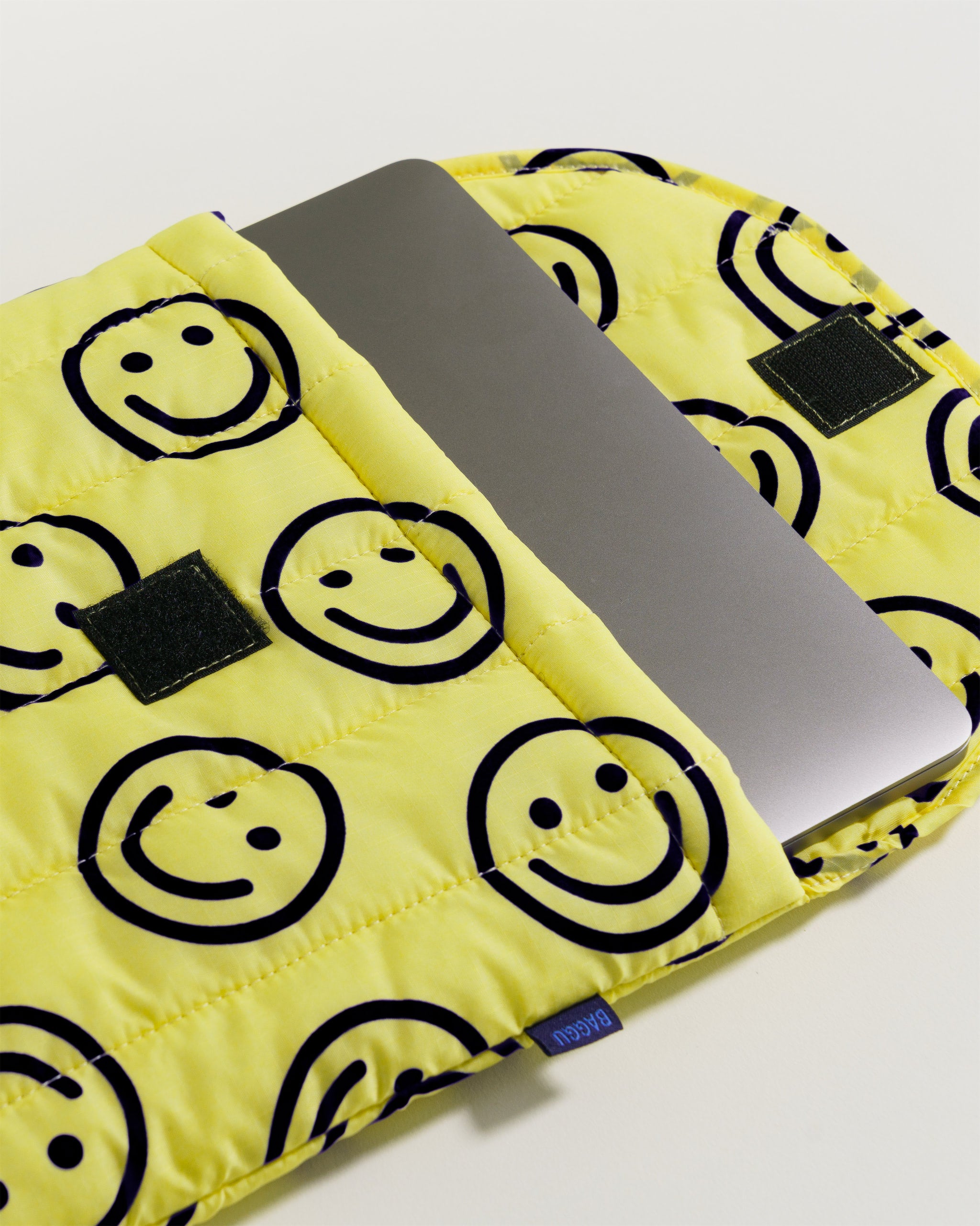 Yellow Happy 16" Puffy Laptop Sleeve BAGGU FALL 2025 | BAGGU | Laptop + Tablet Sleeves