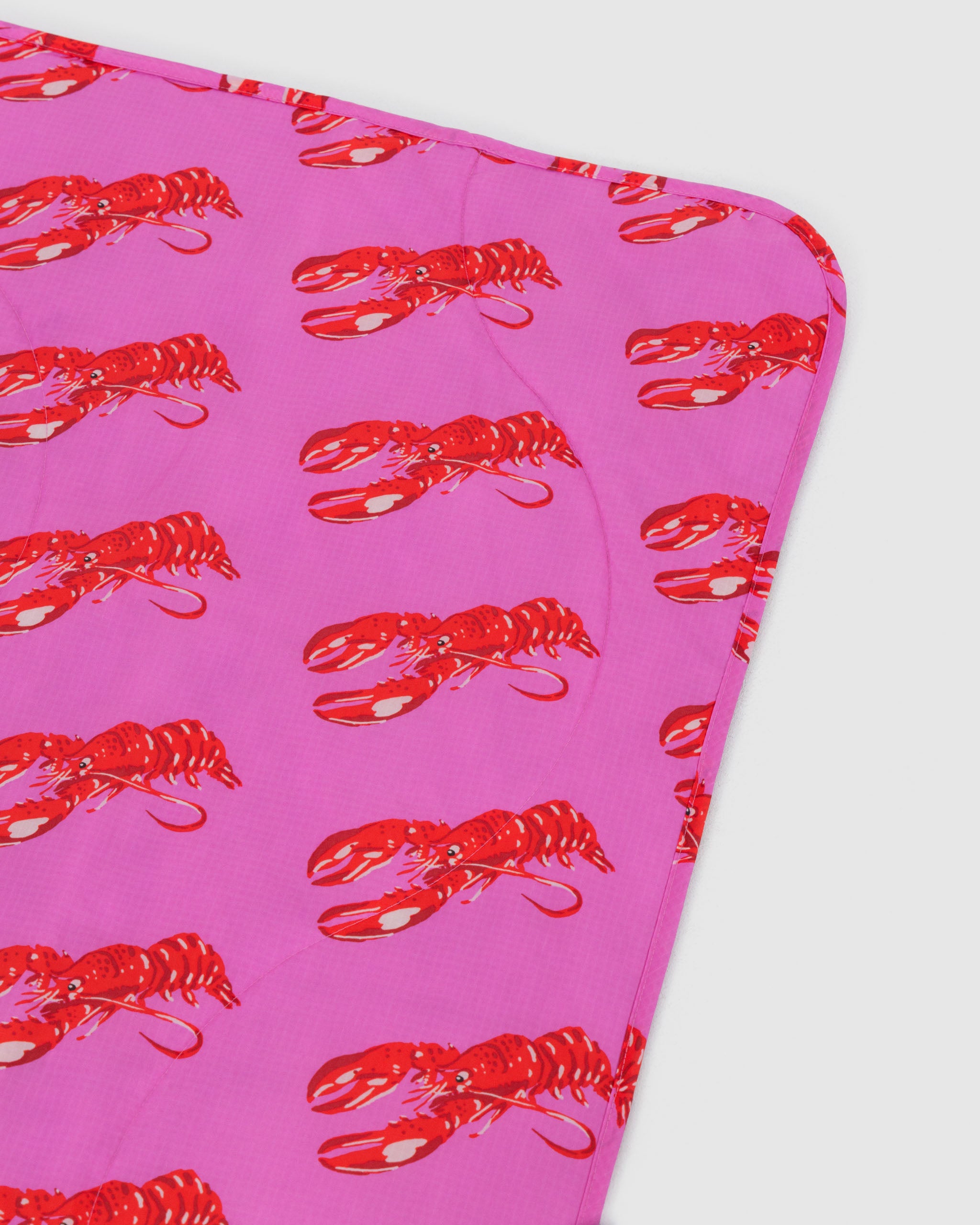 Pink Lobster Puffy Picnic Blanket
