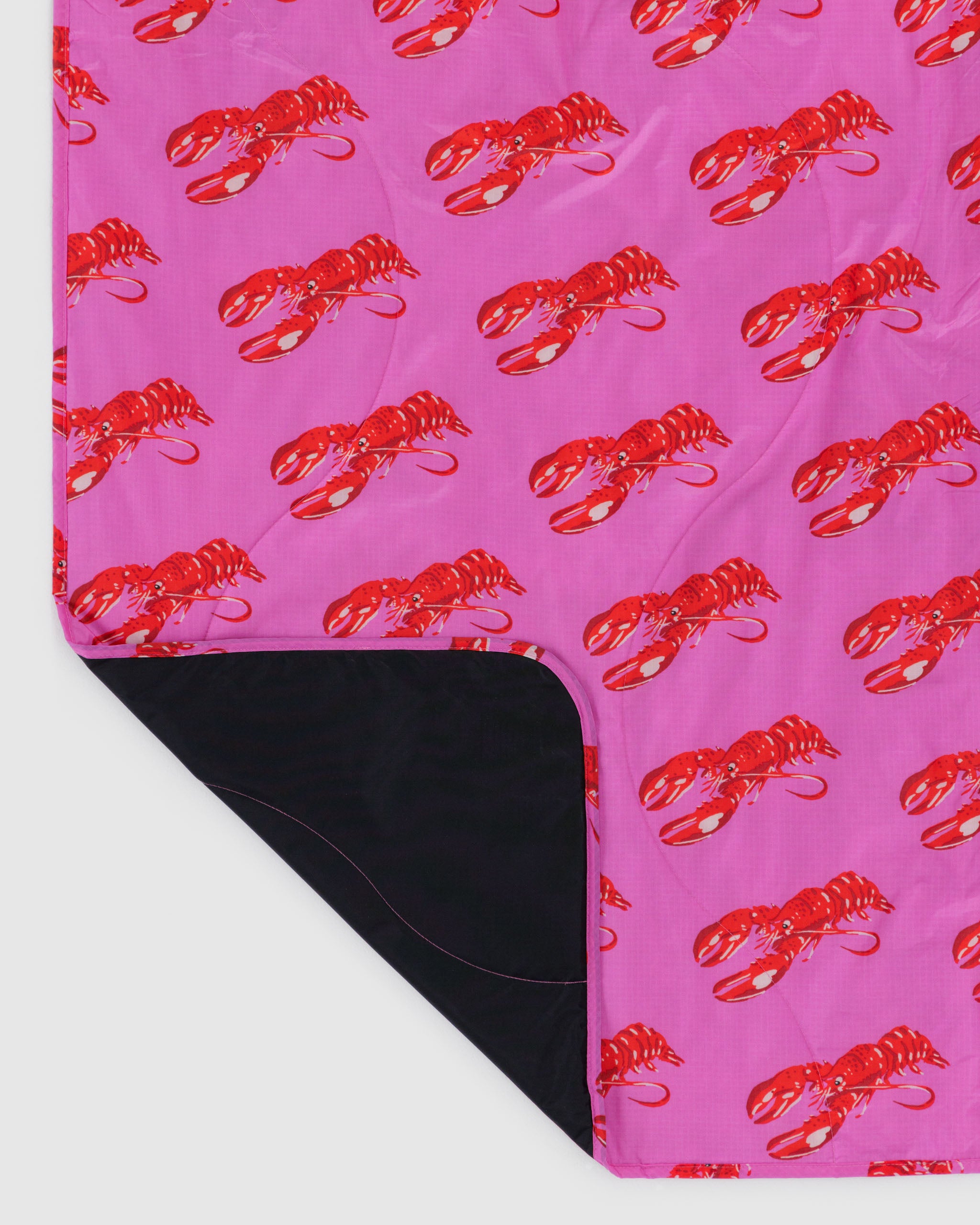Pink Lobster Puffy Picnic Blanket
