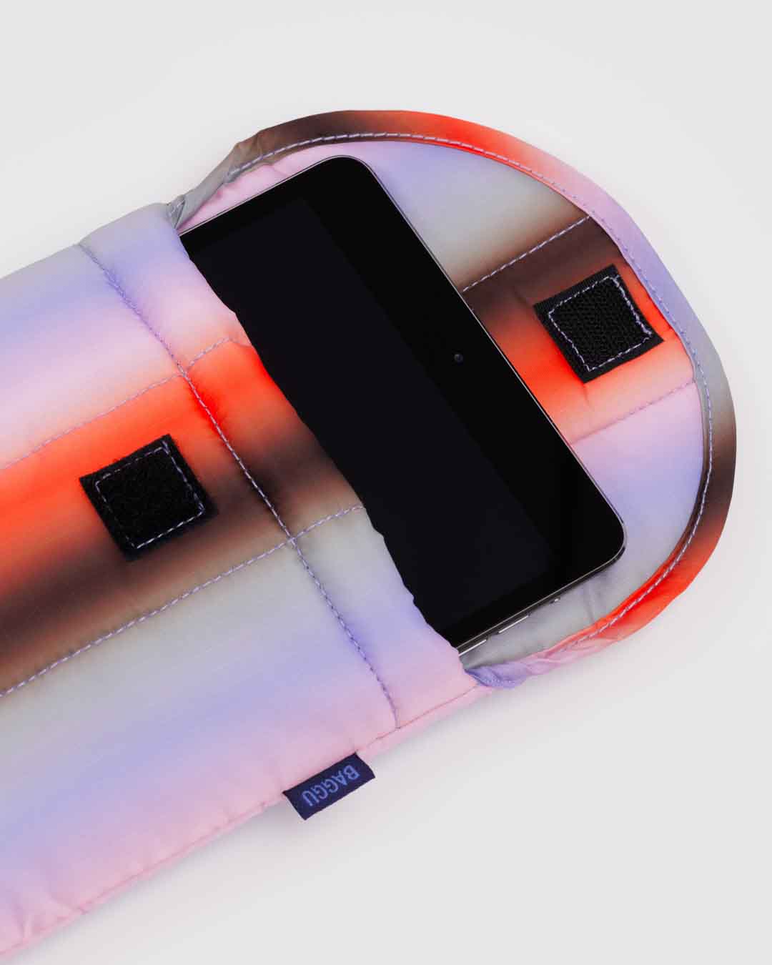 Gradient Stripe Poppy & Lilac puffy tablet sleeve 8"