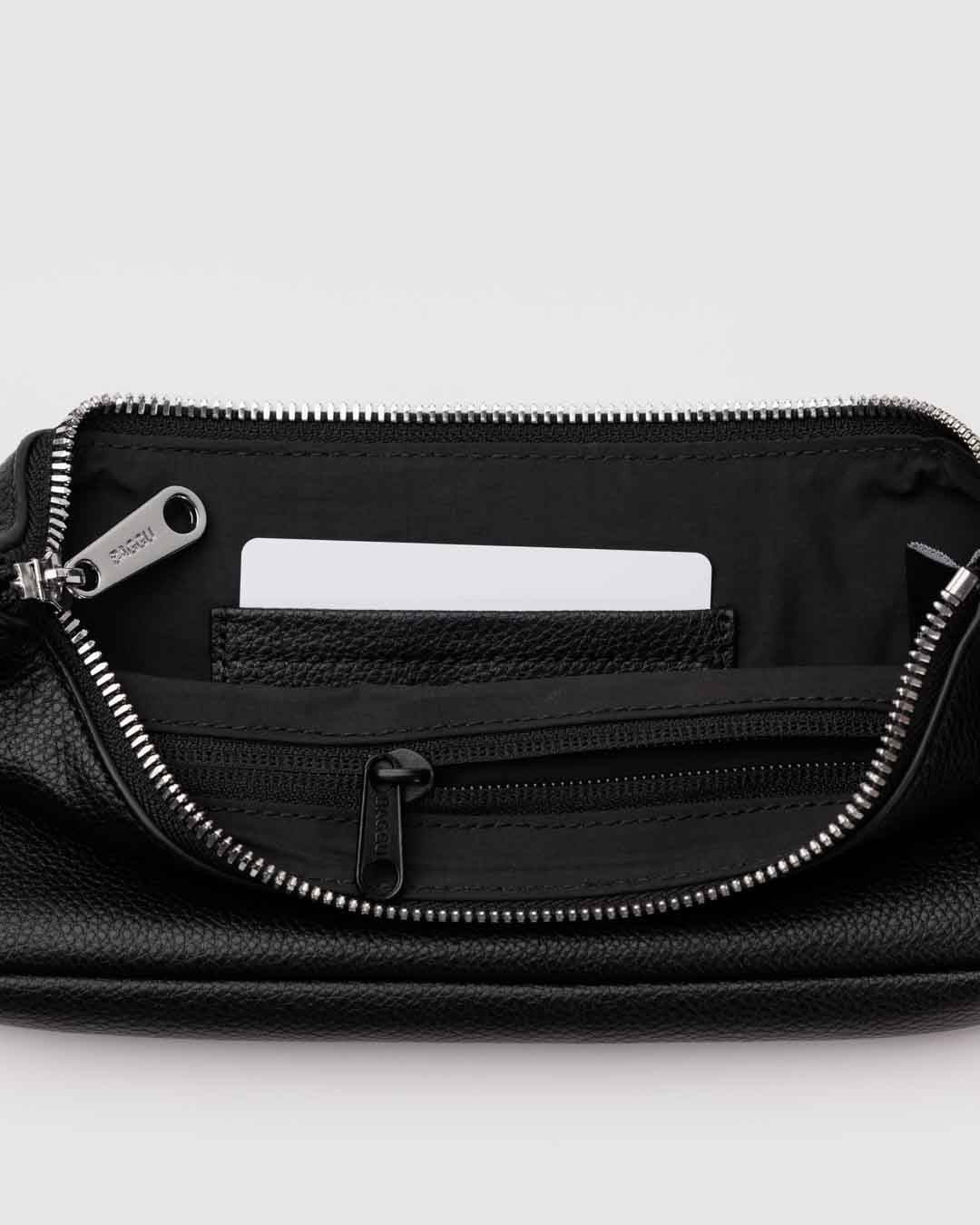Black Recycled Leather Pochette BAGGU