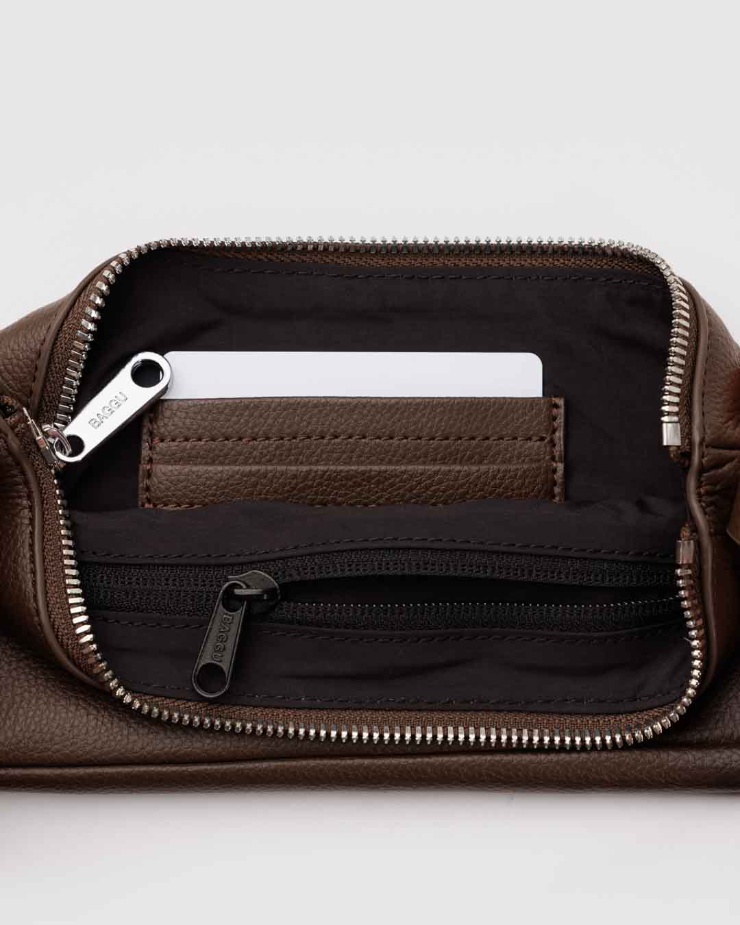 Brown Recycled Leather Pochette BAGGU