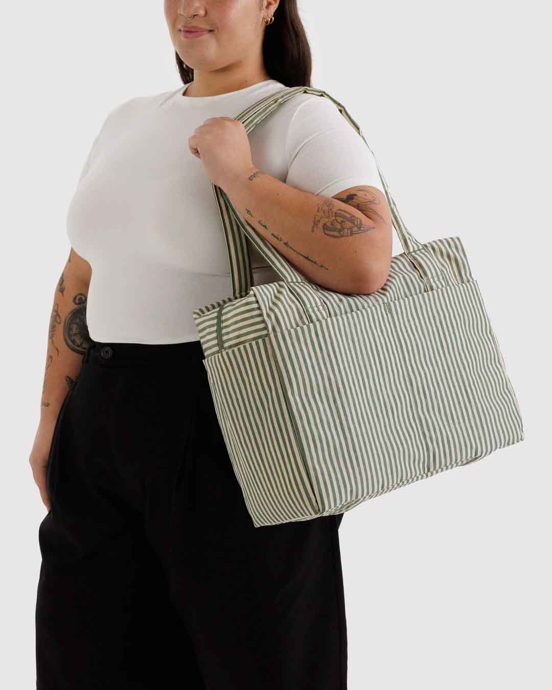 Sage Stripe Small Cloud Carry-On