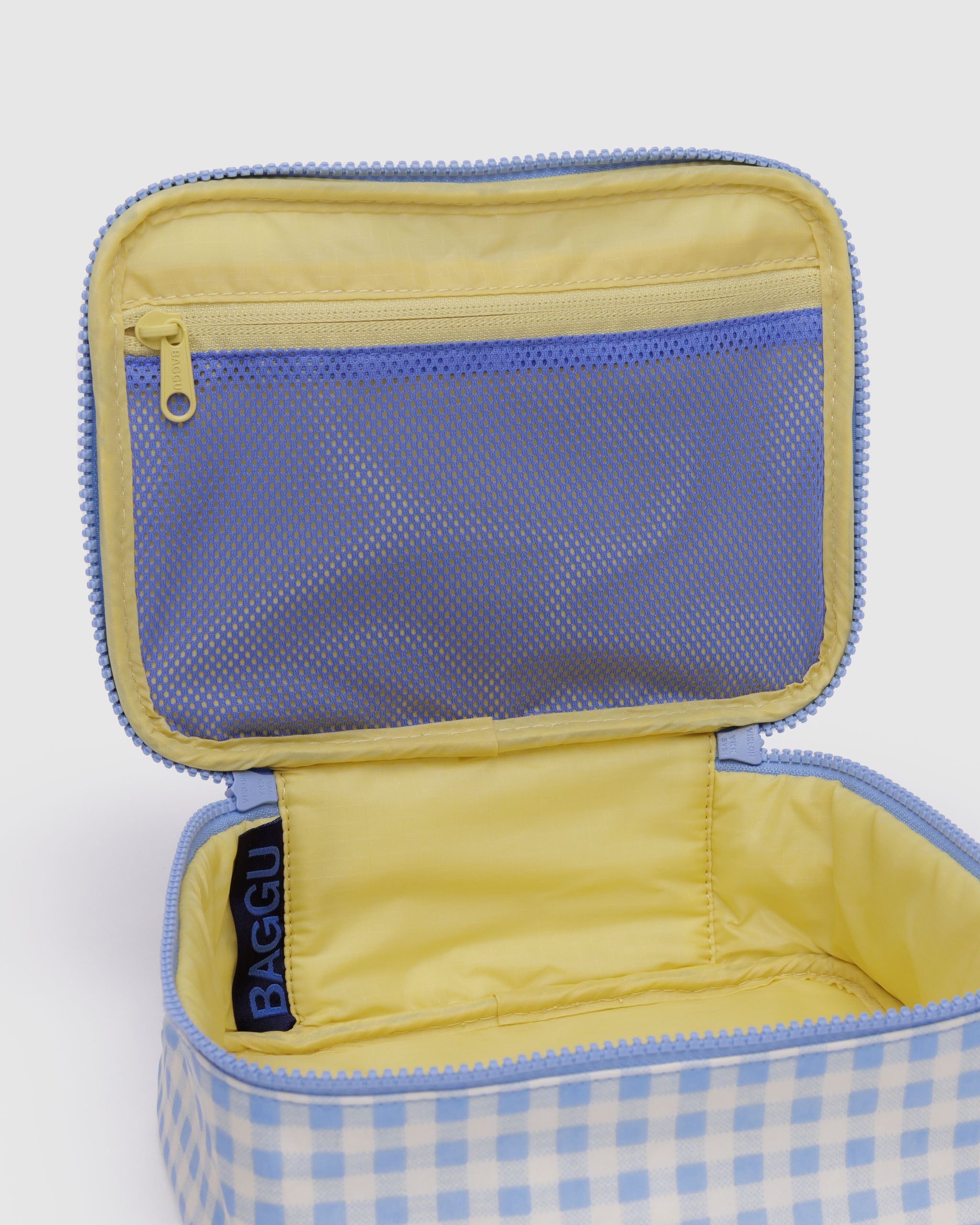 Light Blue Gingham Small Cosmetic Case
