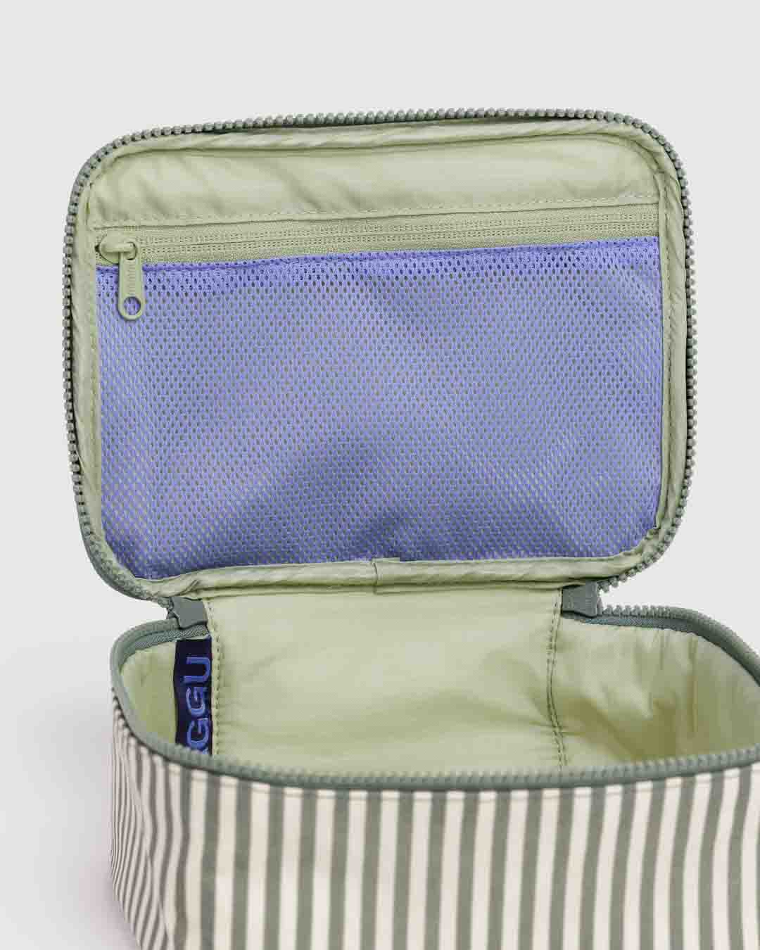Sage Stripe Small Cosmetic Case BAGGU