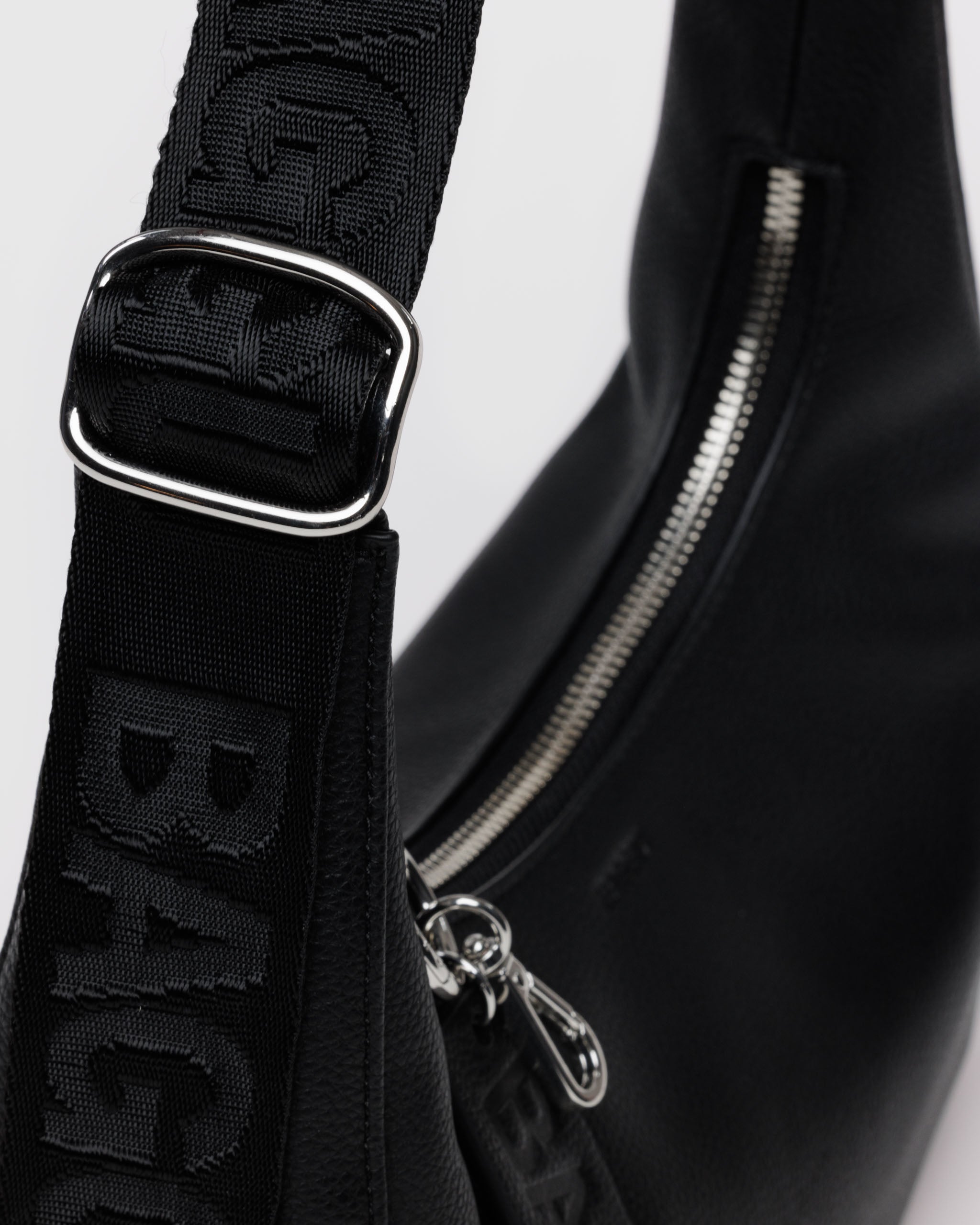 Black small recycled leather crescent bag | BAGGU | Shoulder + Crossbody Bag