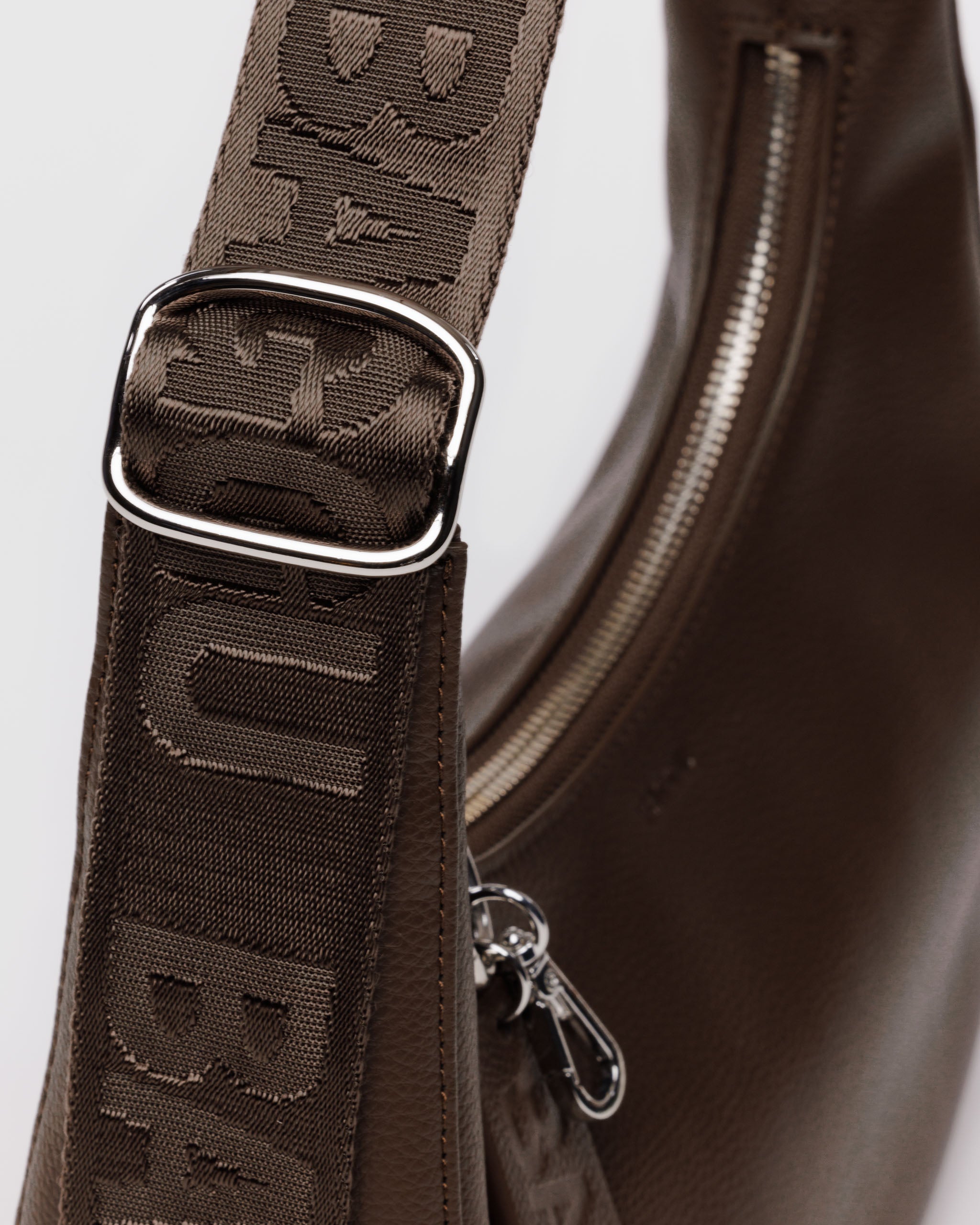 Brown small recycled leather crescent bag | BAGGU | Shoulder + Crossbody Bag