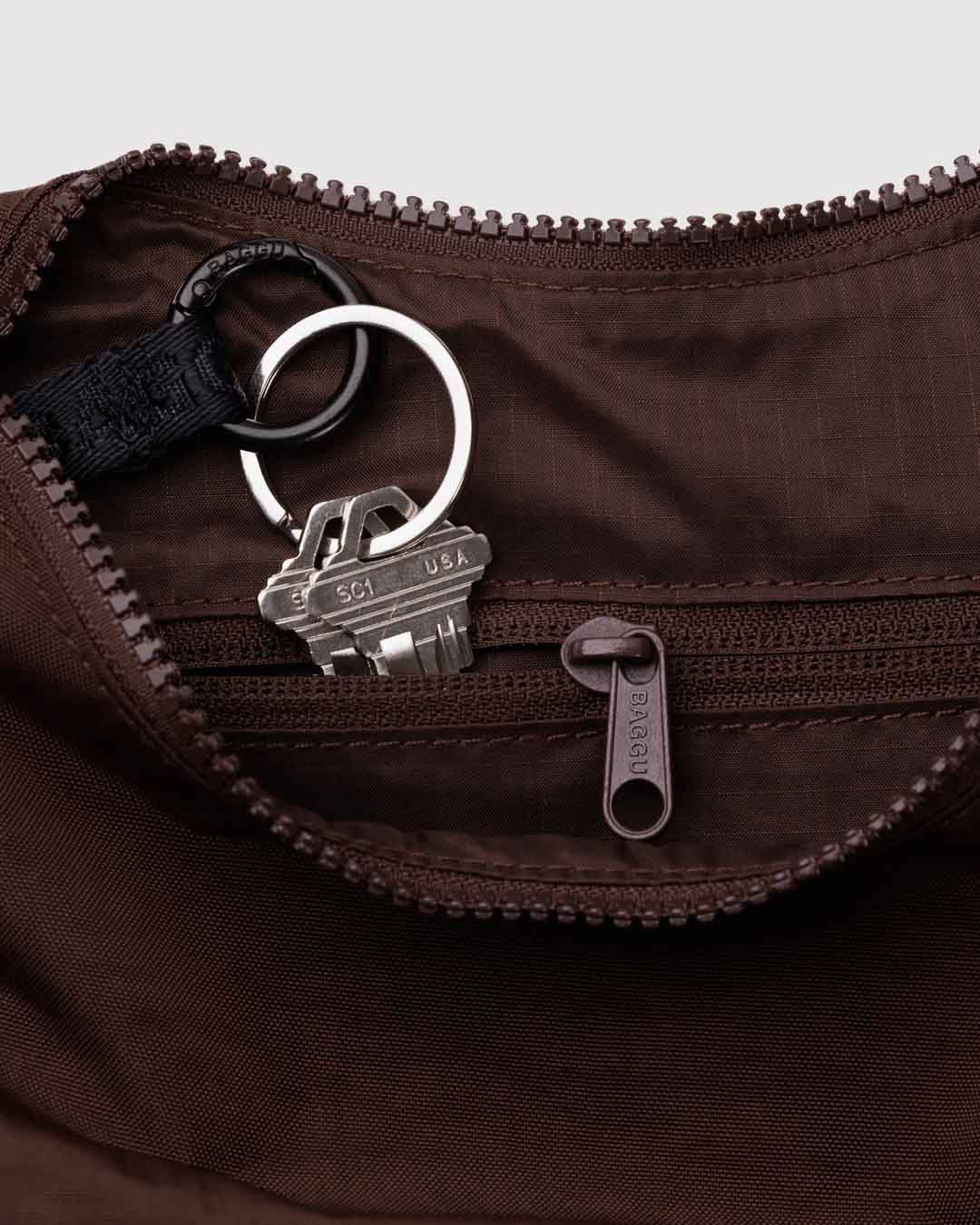 Coffee Small Nylon Crescent Bag