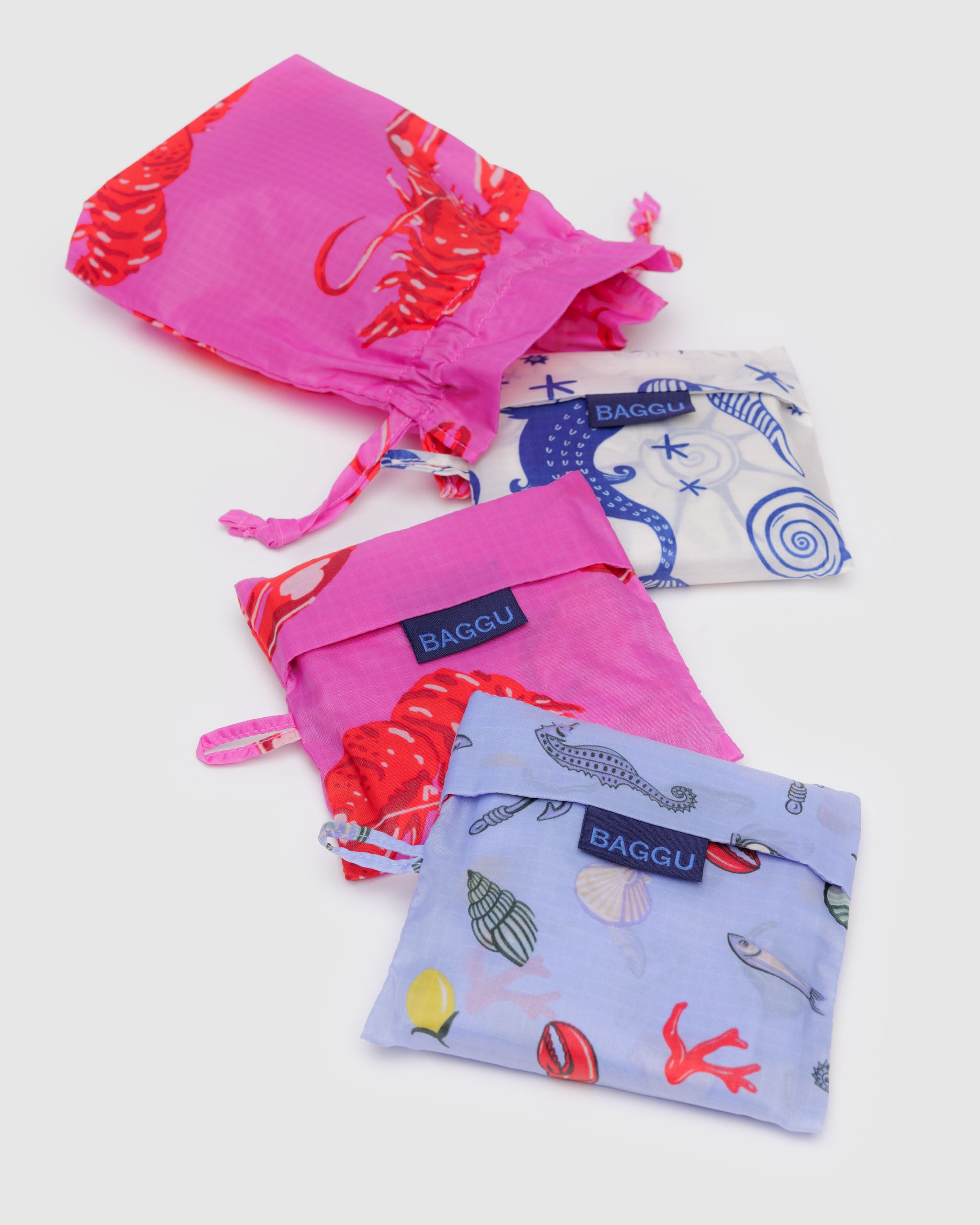 Sea Creatures Standard BAGGU Set Of 3 | BAGGU | Shopping Tote Bag