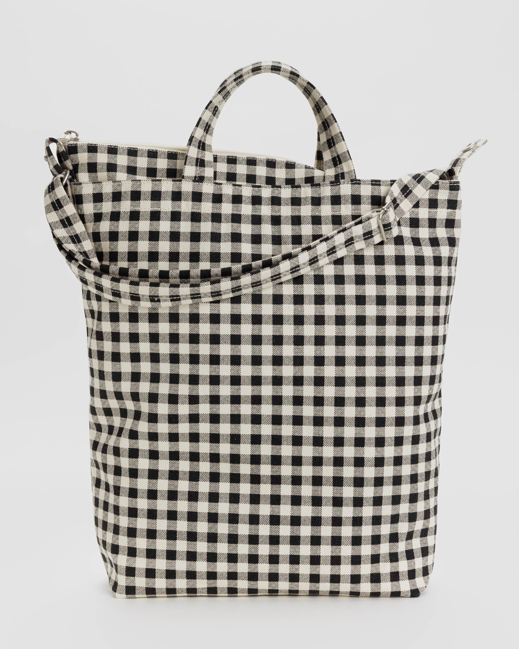BAGGU Black White Gingham Zip Duck Bag