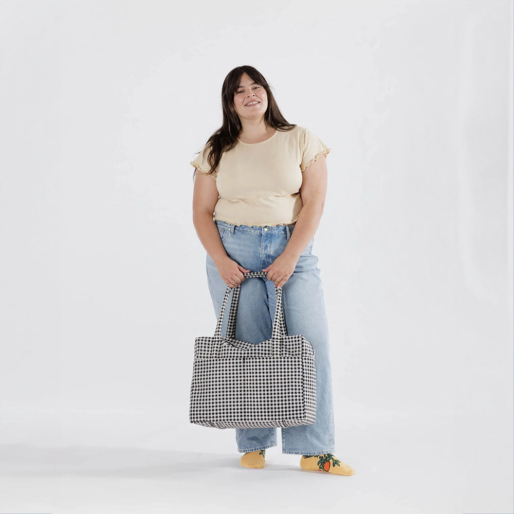 Black & White Gingham Cloud Carry-On | BAGGU | Travel Bag