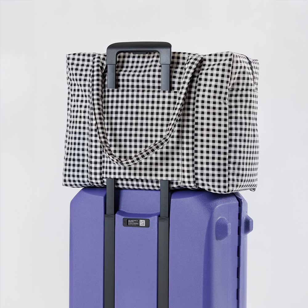 Black & White Gingham Cloud Carry-On | BAGGU | Travel Bag