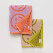 Baggu Smiley hand Towels in Happy Lilac Ochre Mix