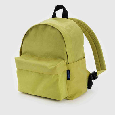 A BAGGU medium recycled nylon backpack in Lemongrass