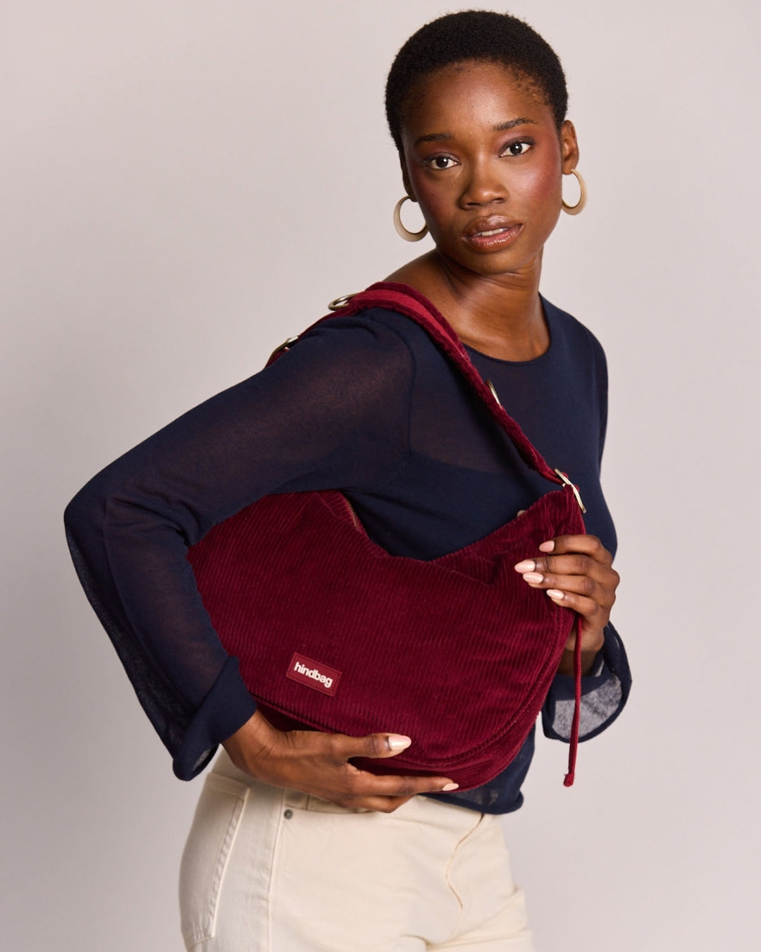 Burgundy Corduroy Bianca Hobo Bag hindbag