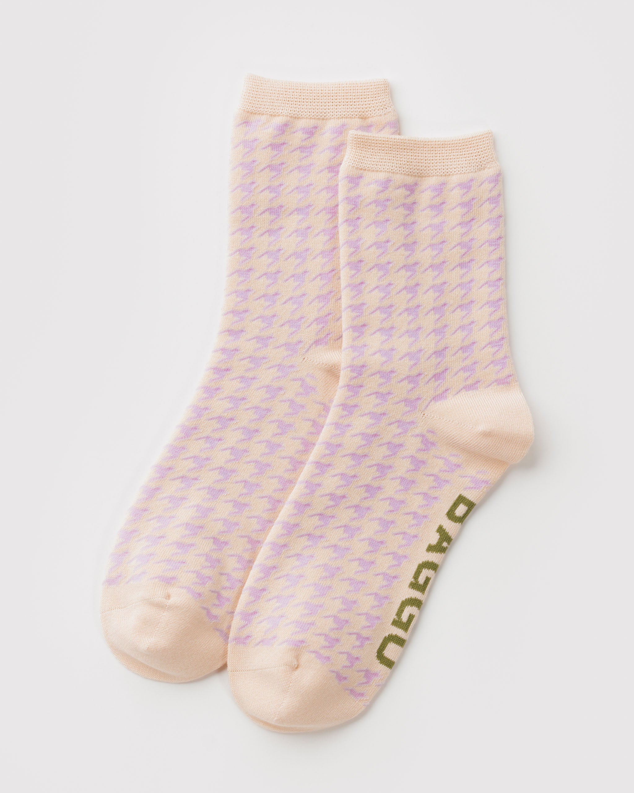 Pink Houndstooth Crew Sock