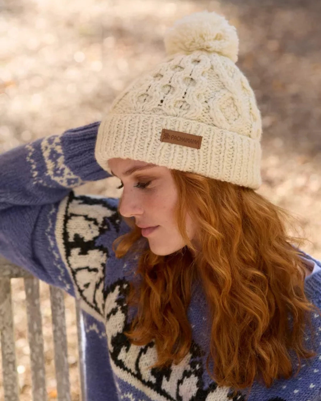 Cream Enniskerry Merino Bobble Beanie Pachamama