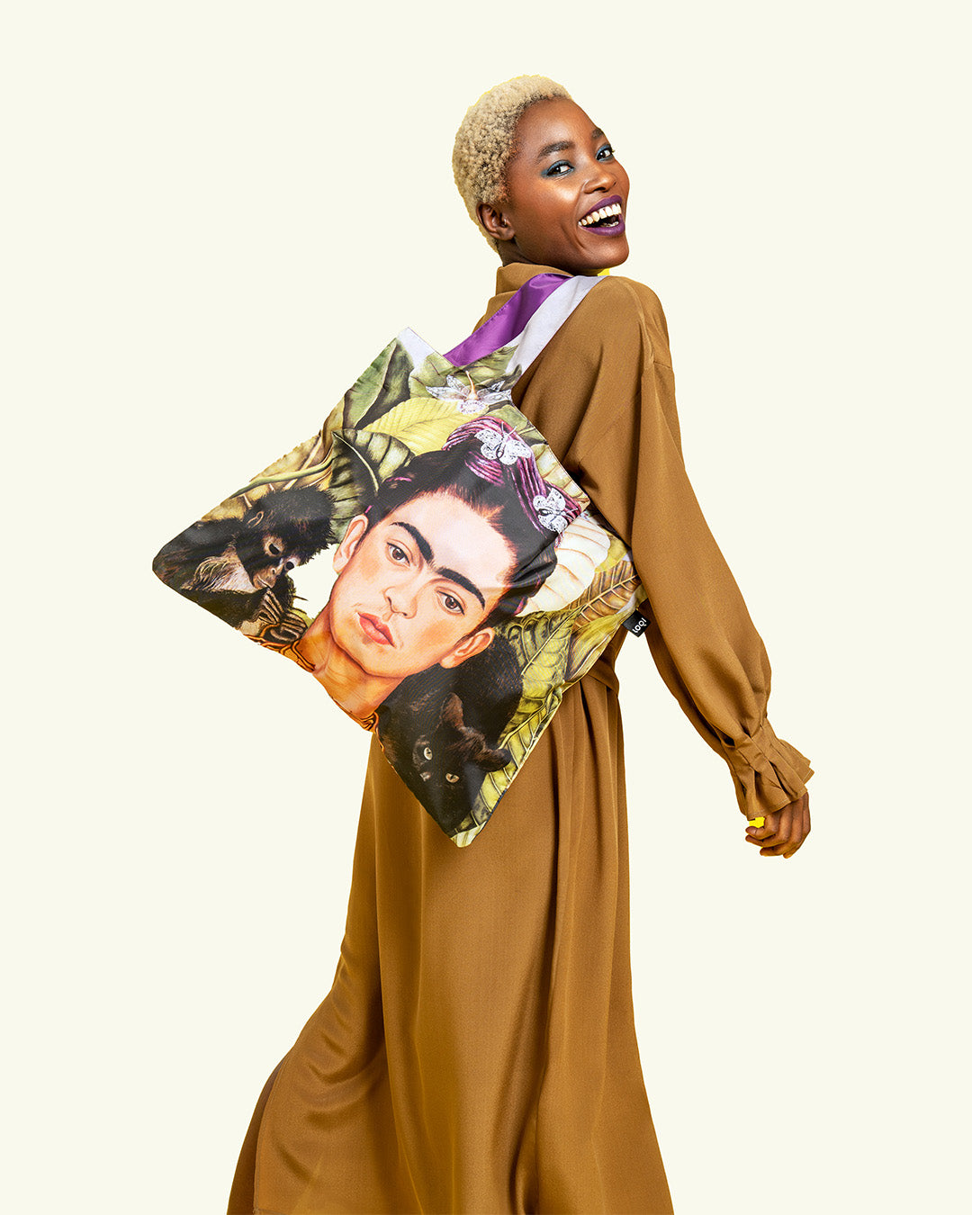 Self Portrait with Hummingbird by FRIDA KAHLO Recycled Bag | LOQI | Shopping Tote Bag