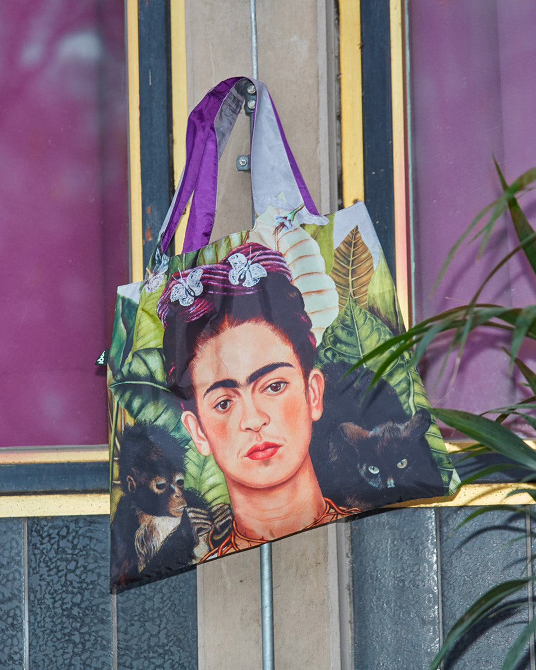 Self Portrait with Hummingbird by FRIDA KAHLO Recycled Bag | LOQI | Shopping Tote Bag