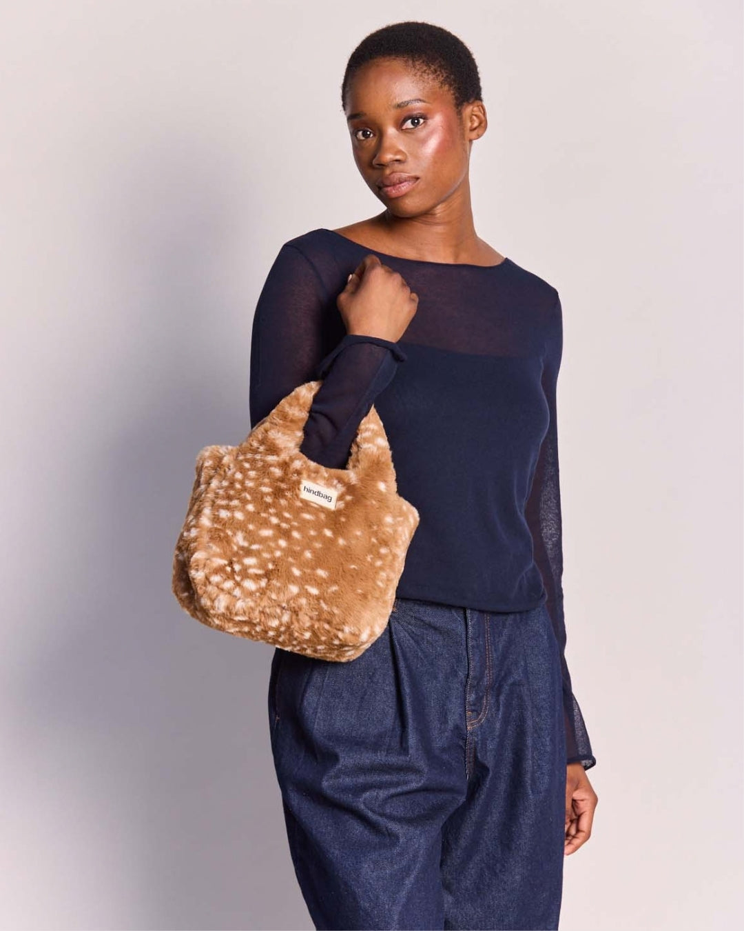 Fawn Faux Fur Louise Mini Tote Bag by hindbag
