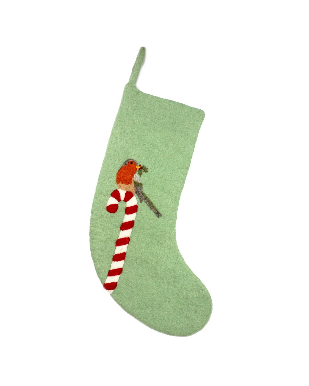 Fiona Walker Robin Stocking in Green | Christmas Stocking