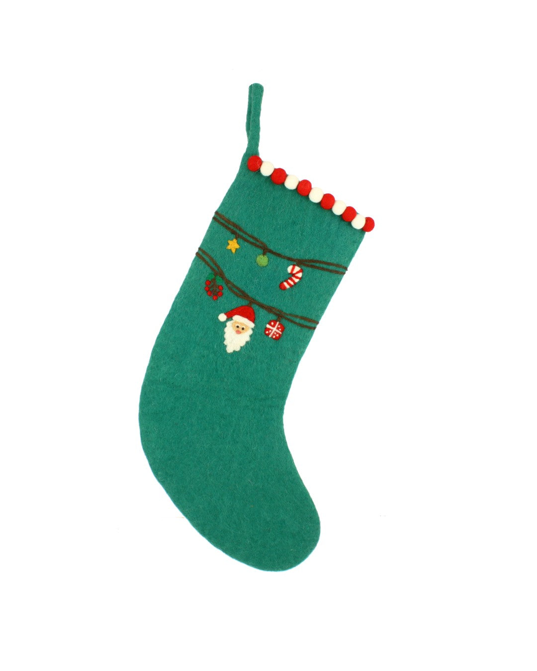 Fiona Walker Santa Garland Stocking in Green | Christmas Stocking