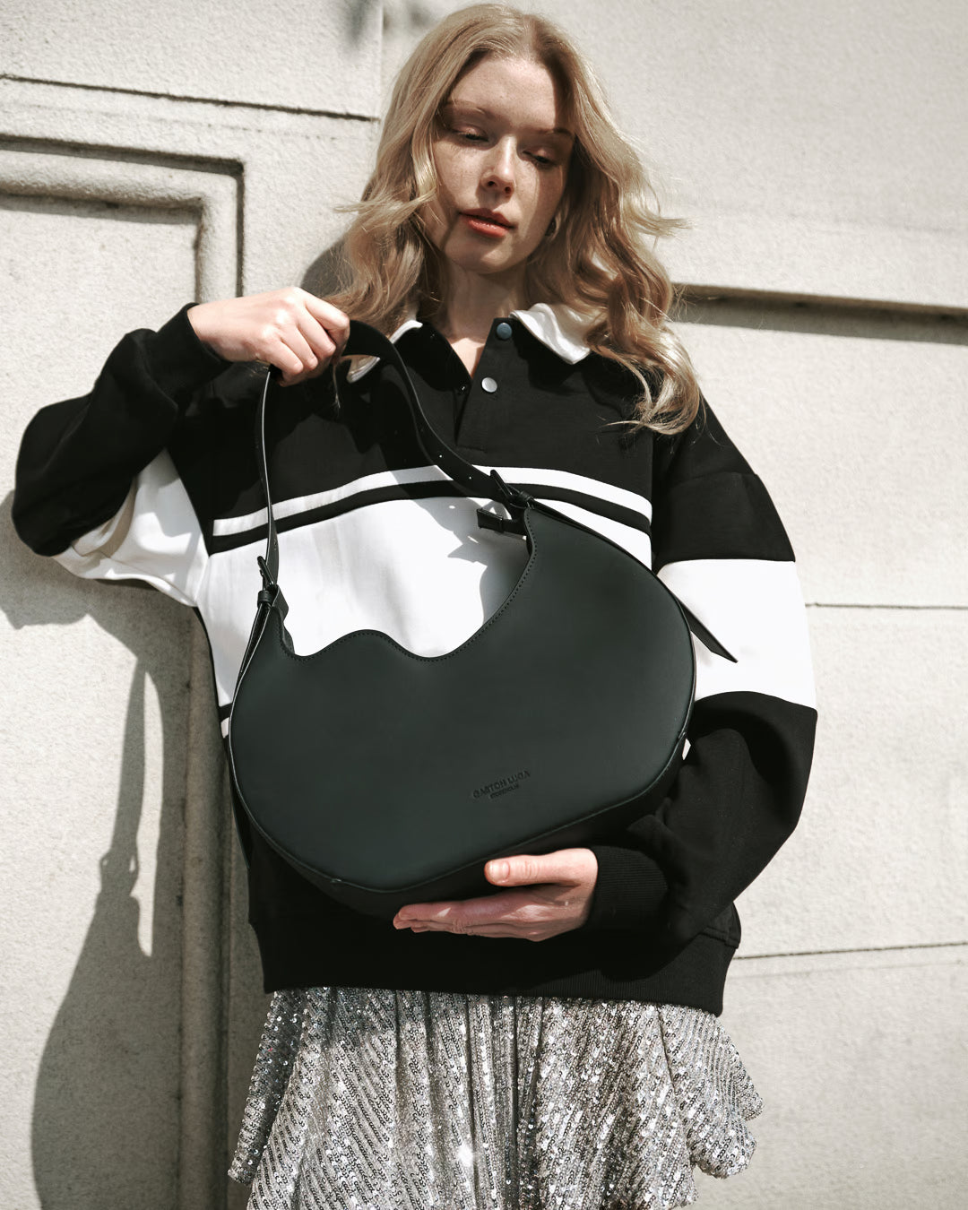 Black Mila Waterproof Shoulder Bag Gaston Luga
