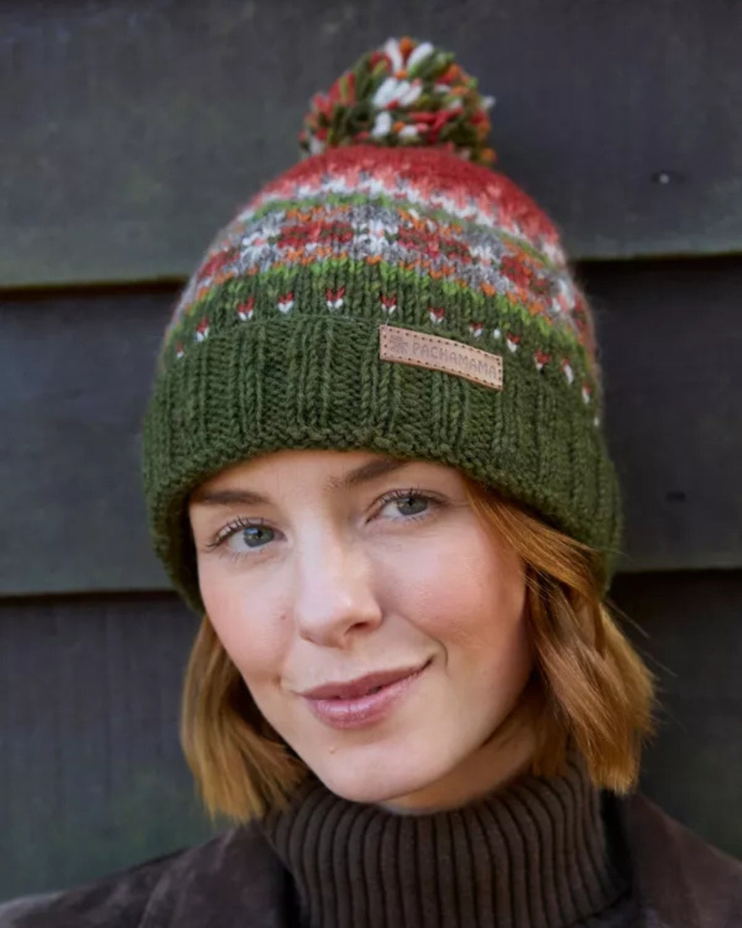 Moss Iona Roll Back Bobble Beanie Pachamama