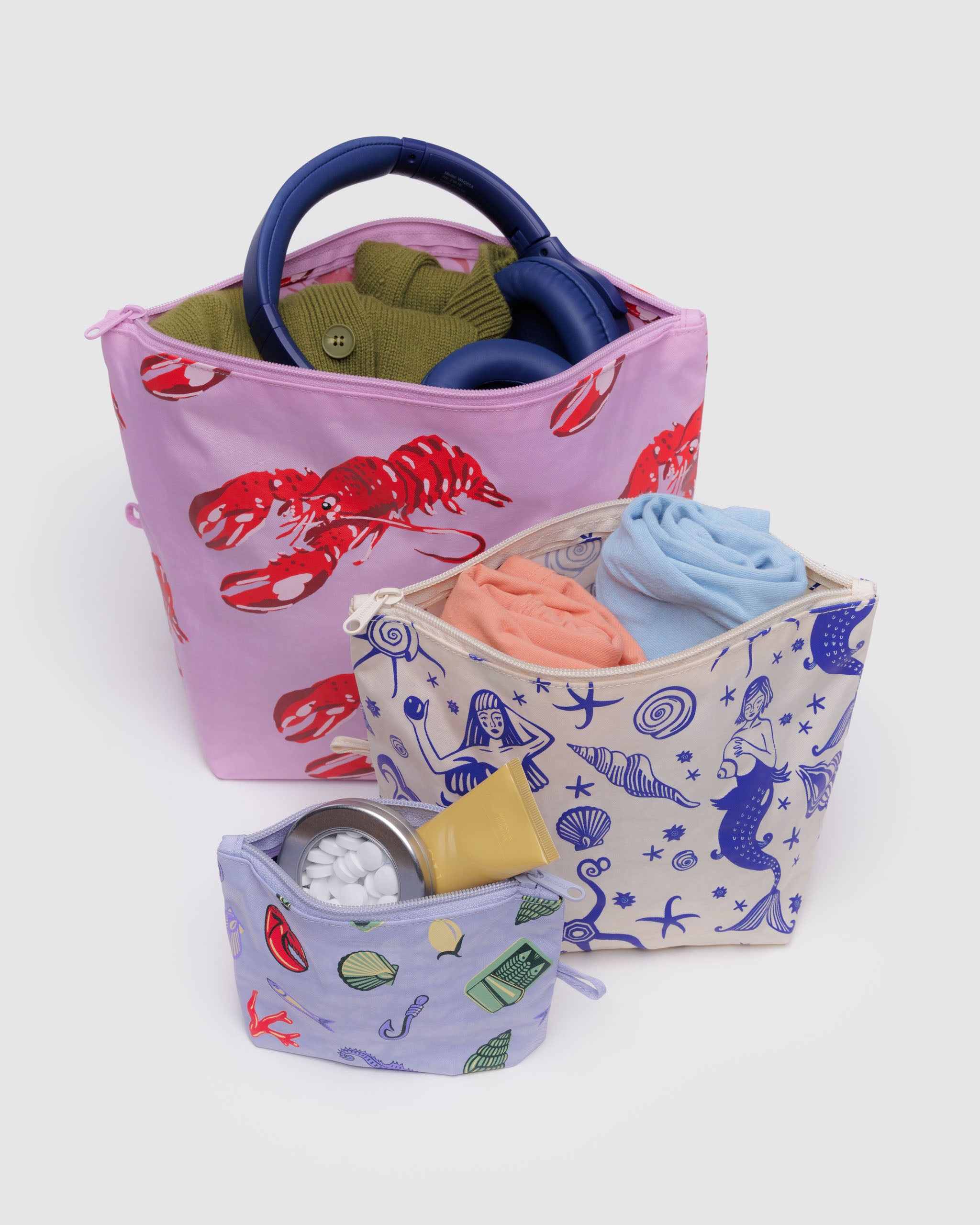 Sea Creatures Go Pouch Set | BAGGU | Packing + Organisation