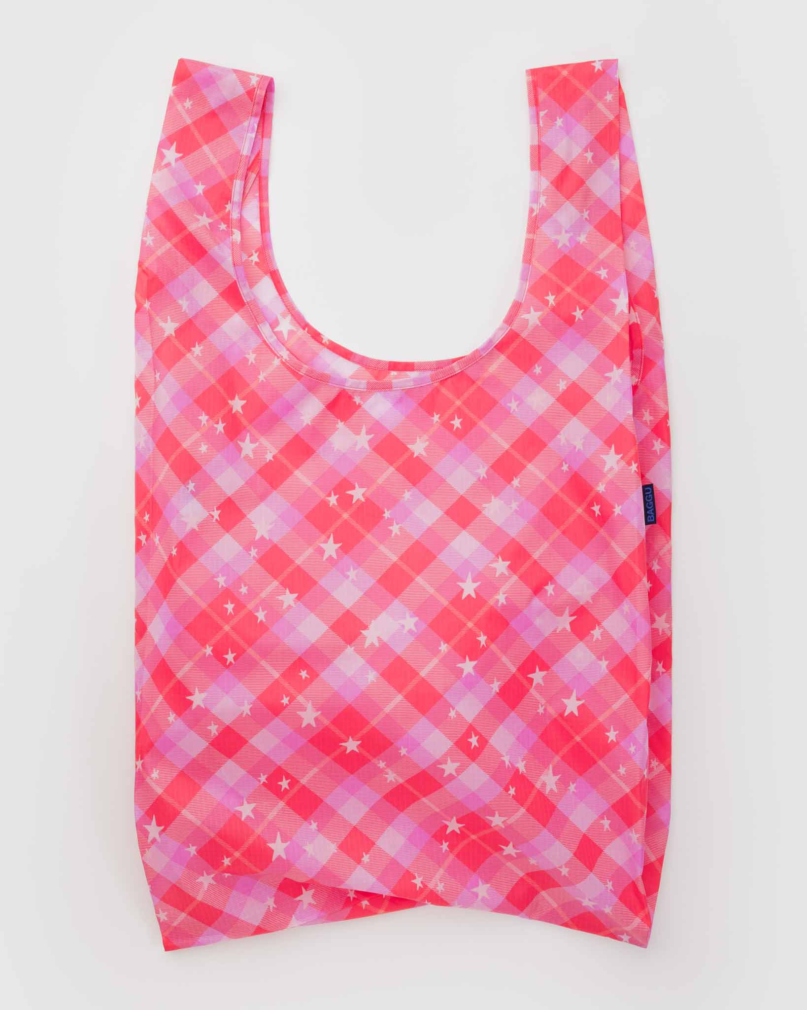Pink Star Plaid Big Baggu BAGGU | BAGGU | Shopping Tote Bag