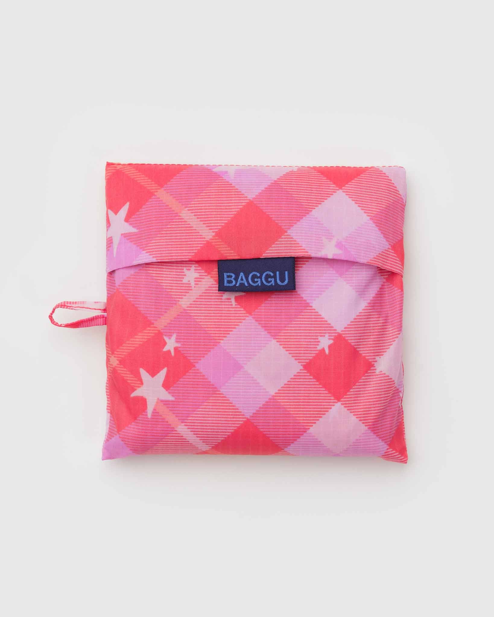 Pink Star Plaid Big Baggu BAGGU | BAGGU | Shopping Tote Bag