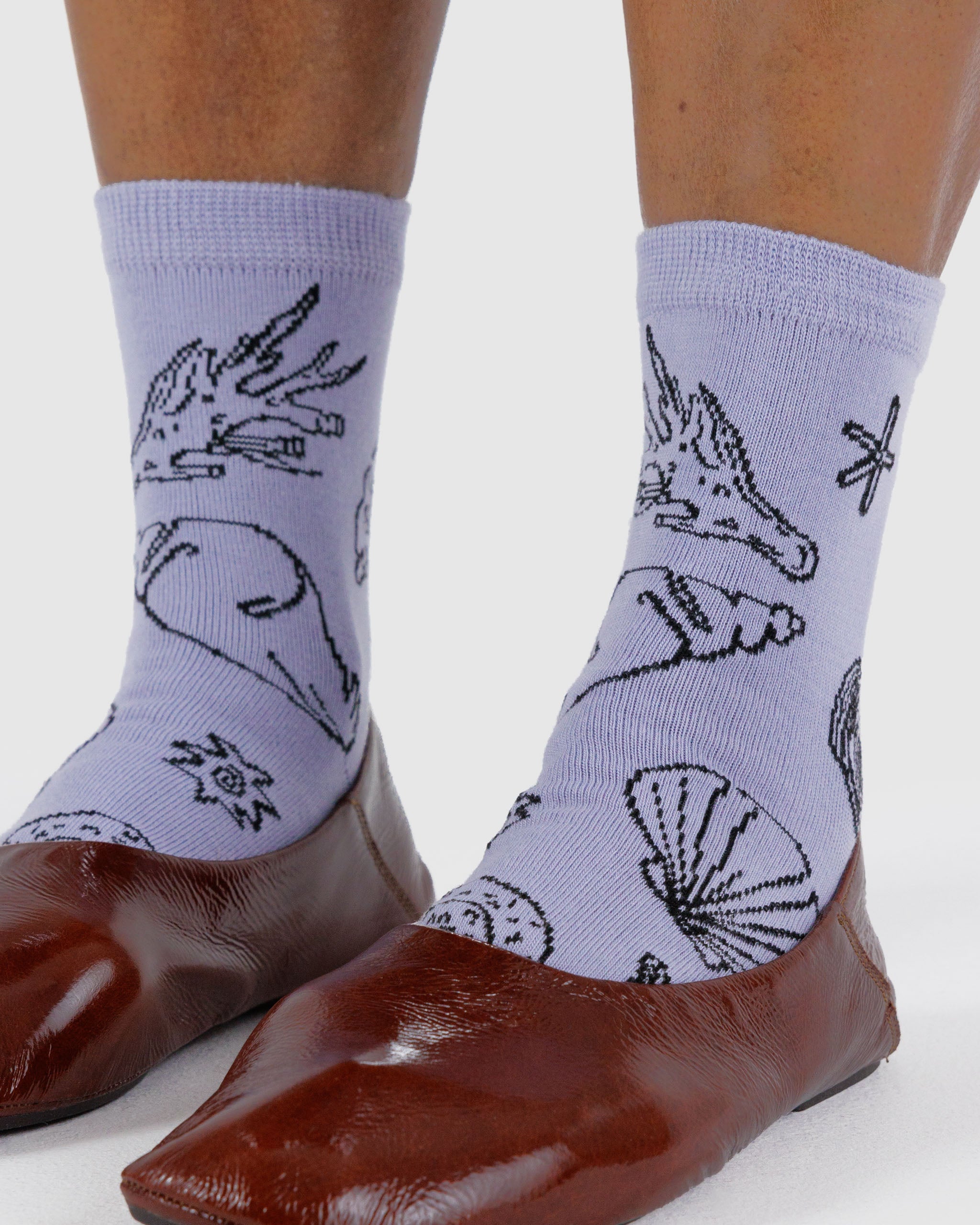 Shells Light Blue Crew Sock | BAGGU | Socks