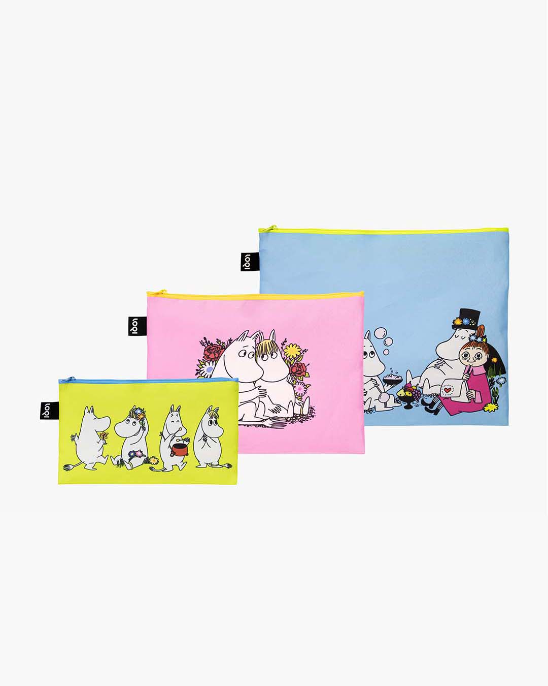 Moomin Together Set of 3 Recycled Zip Pockets | LOQI | Packing + Organising