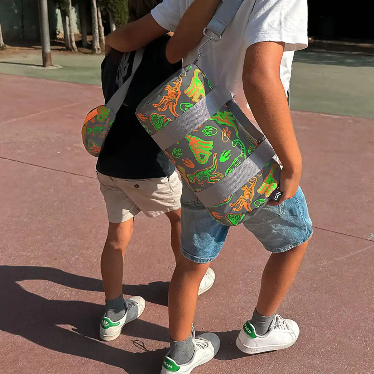 Dinosaur Skeleton Kids REFLECTIVE Mini Weekender Bag | LOQI | Kids Bag