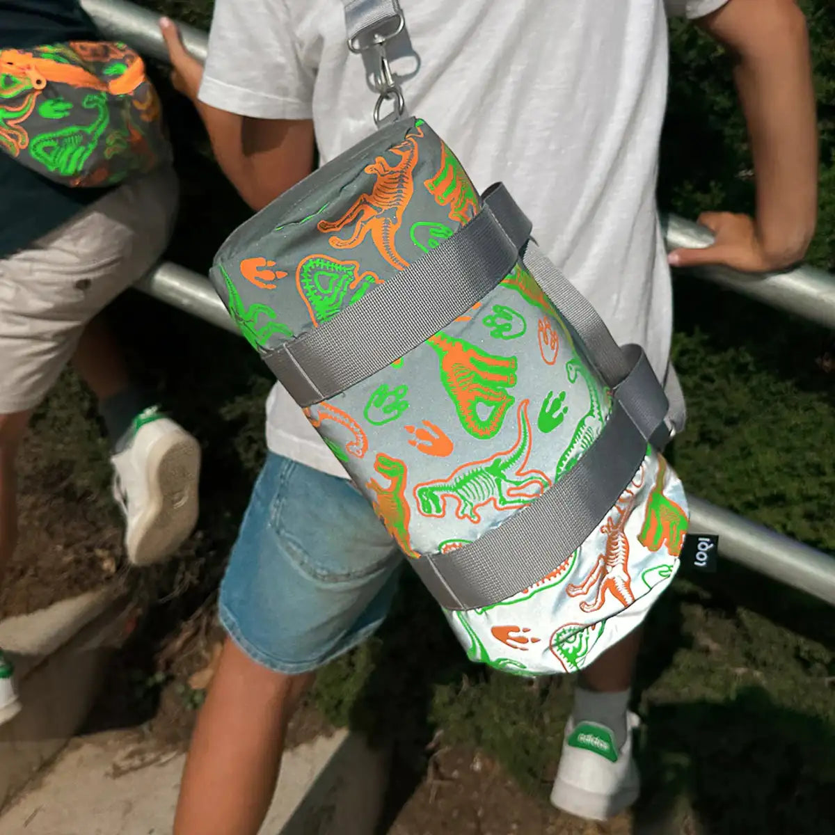 Dinosaur Skeleton Kids REFLECTIVE Mini Weekender Bag | LOQI | Kids Bag