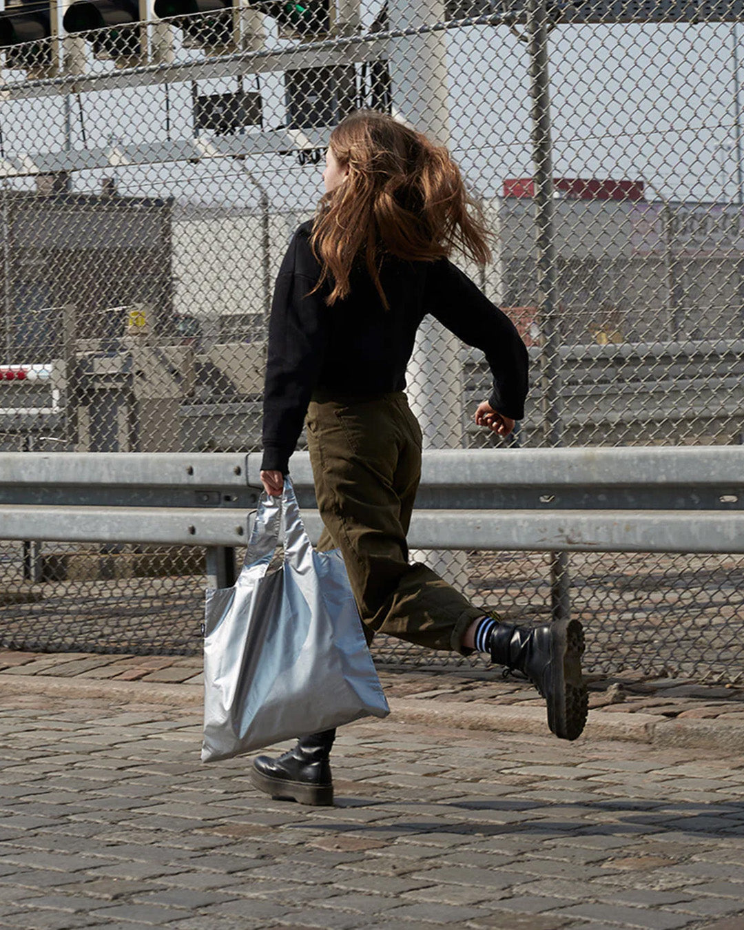 Metallic Matt Silver Reusable Bag | LOQI | Shopping Tote Bag