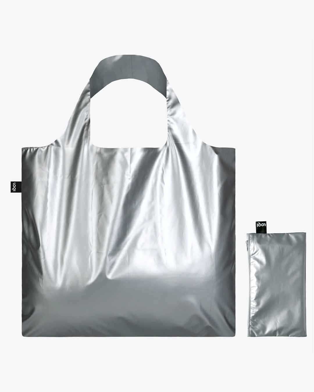 Metallic Matt Silver Reusable Bag | LOQI | Shopping Tote Bag