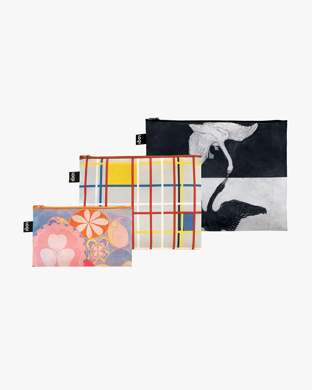 Klint and Mondrian Set of 3 Recycled Zip Pockets | LOQI | Packing + Organising