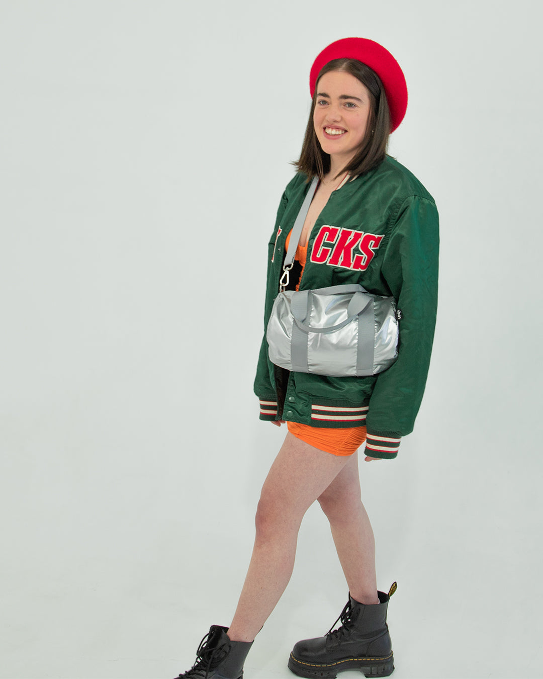 Metallic Matt Silver Mini Weekender Bag | LOQI | Crossbody Bag