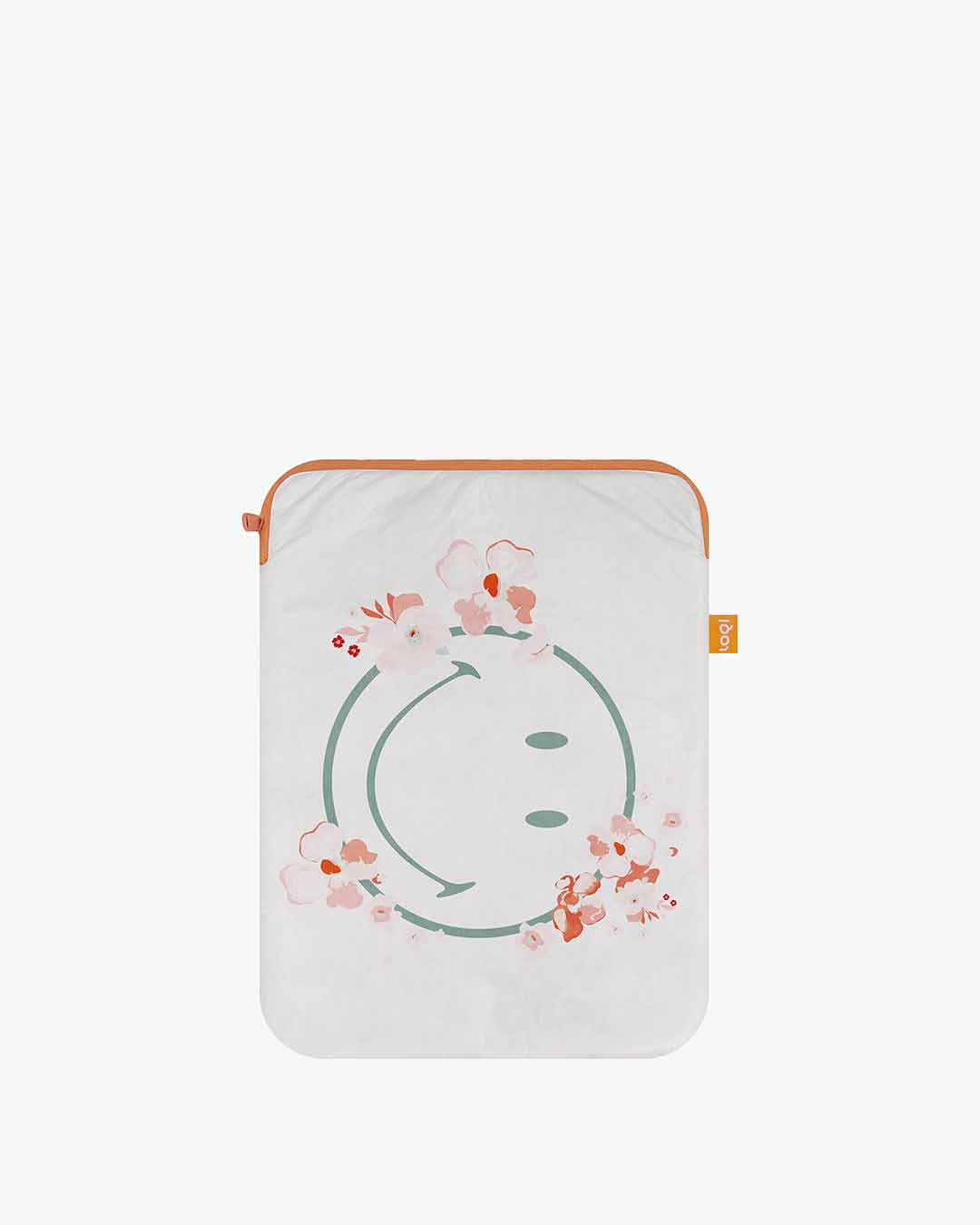 Blossom White SMILEY Laptop Sleeve 24 x 33cm (9.4" × 13") | LOQI | Laptop Sleeve